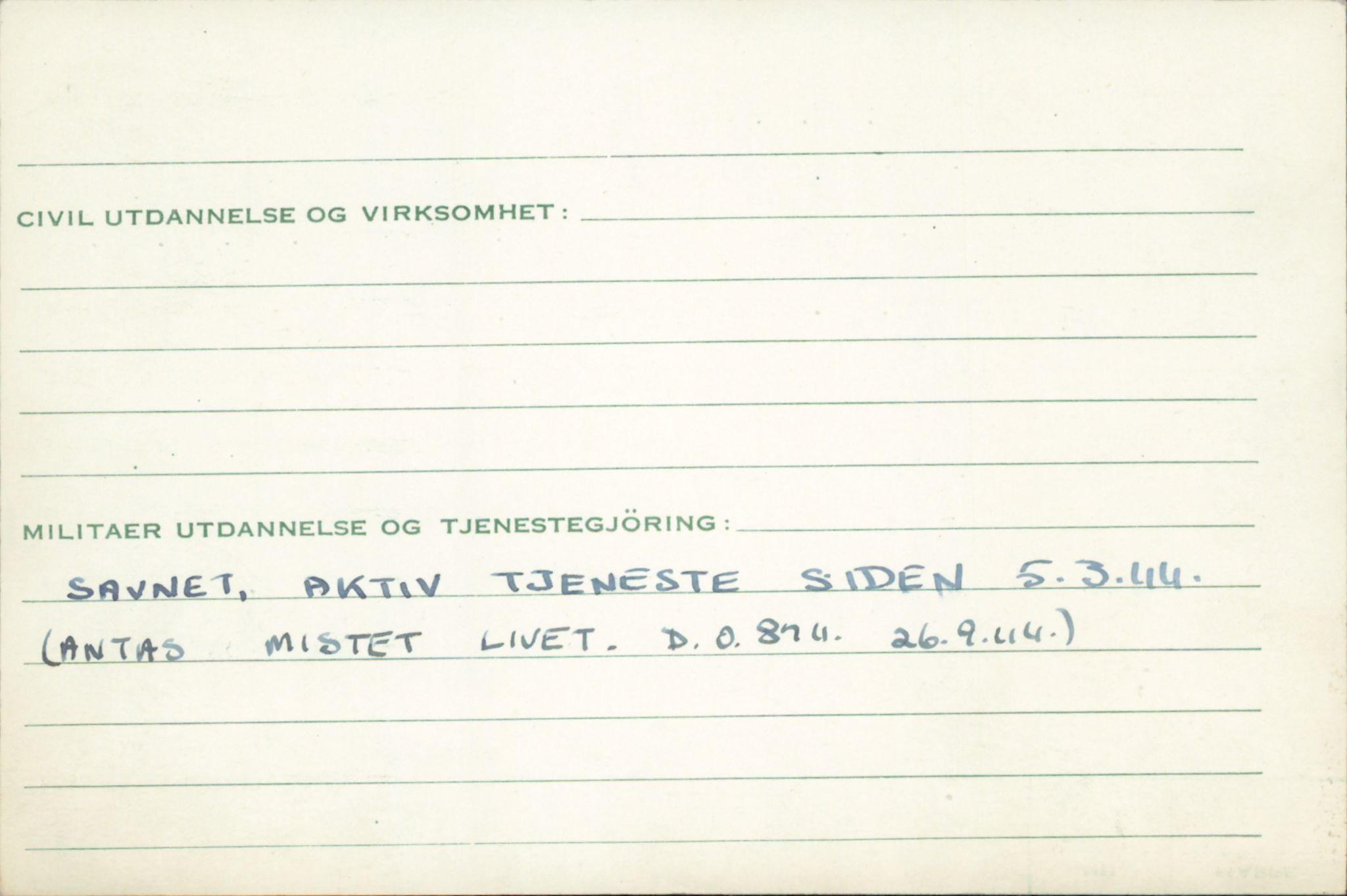 Forsvaret, Forsvarets overkommando/Luftforsvarsstaben, AV/RA-RAFA-4079/P/Pa/L0048: Personellpapirer, 1916, s. 275