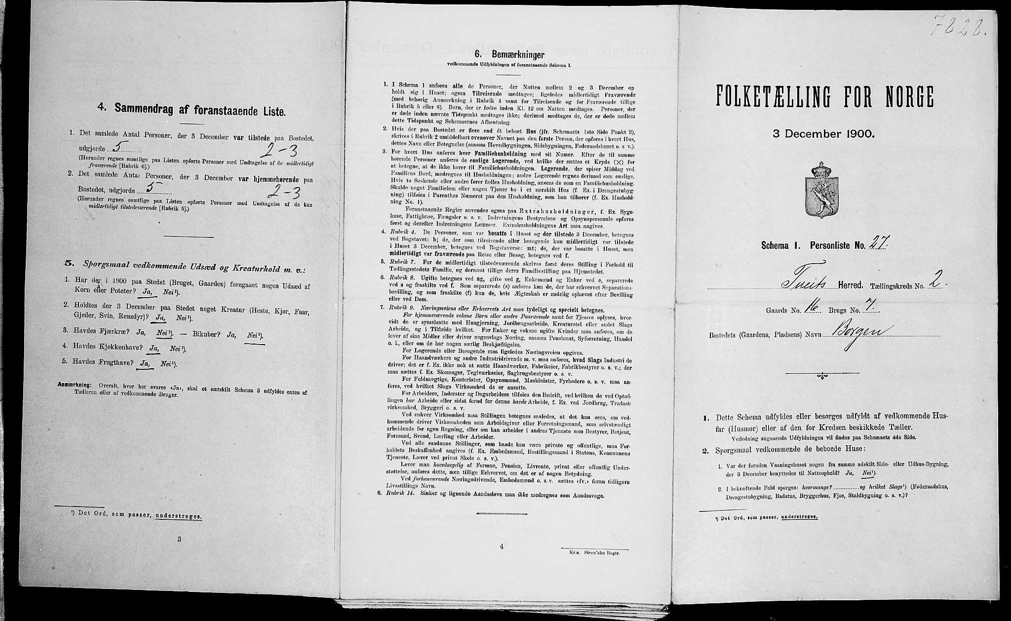 SAK, Folketelling 1900 for 1013 Tveit herred, 1900, s. 302