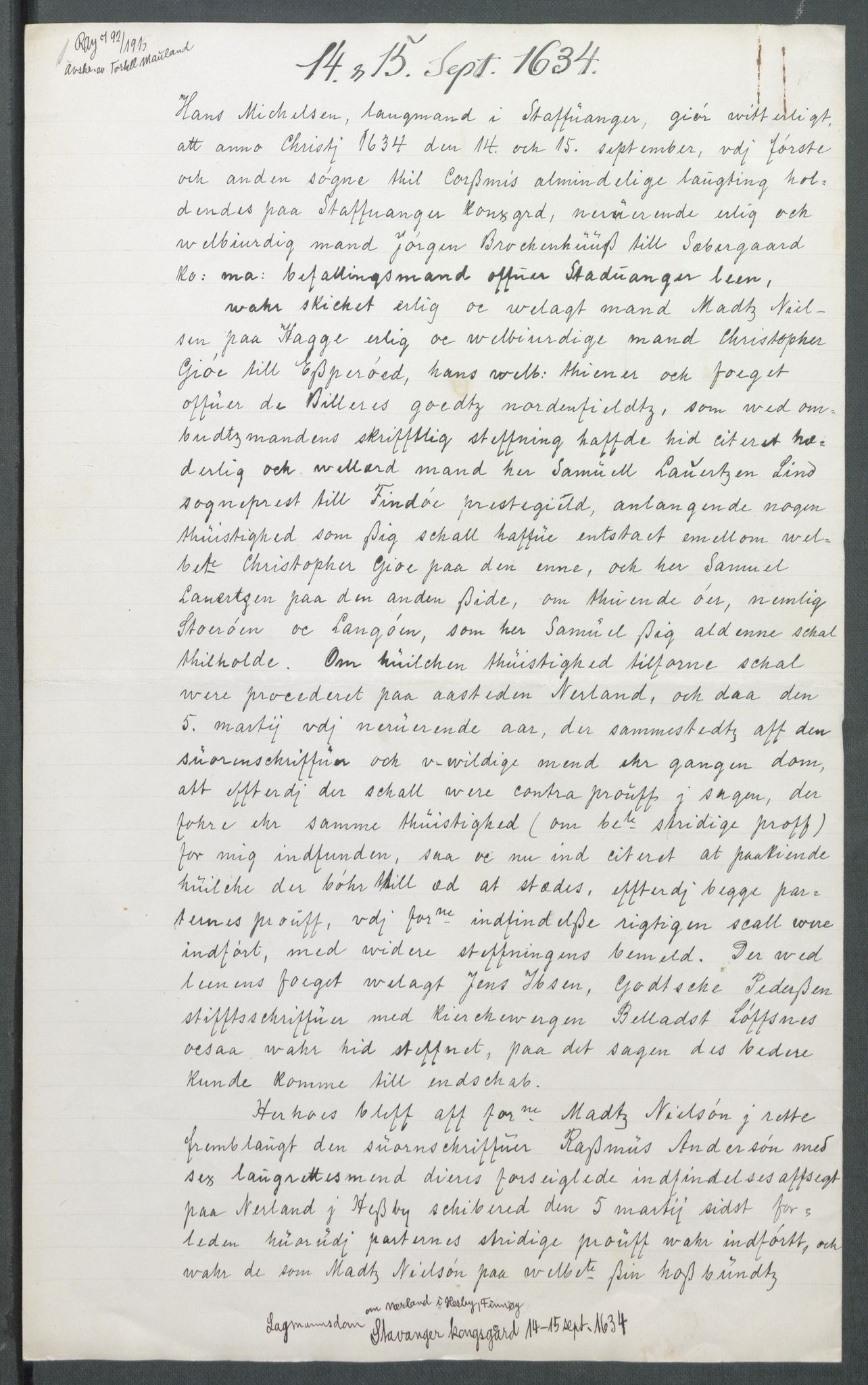 Riksarkivets diplomsamling, AV/RA-EA-5965/F02/L0146: Dokumenter, 1634, s. 33