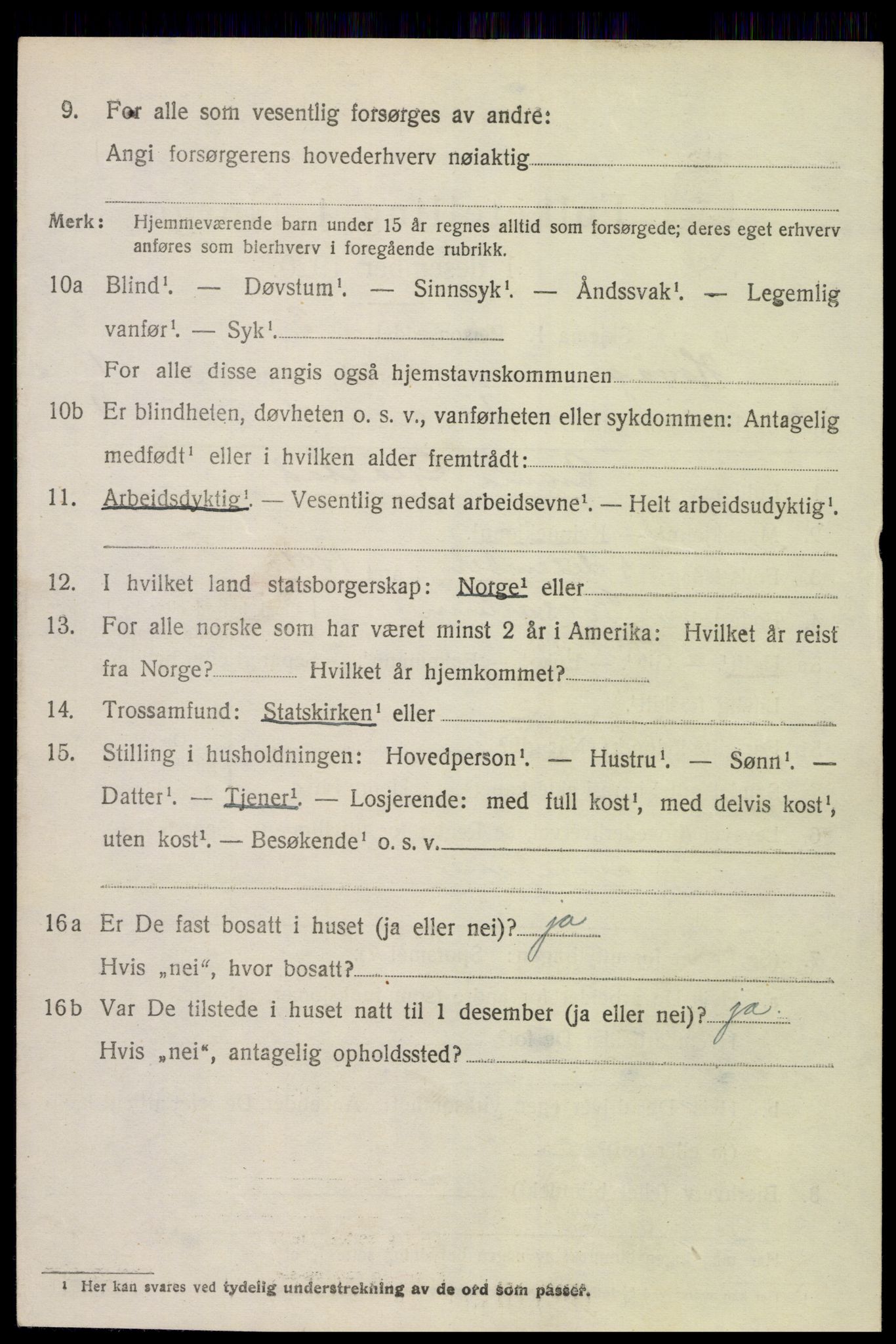 SAK, Folketelling 1920 for 0927 Høvåg herred, 1920, s. 885