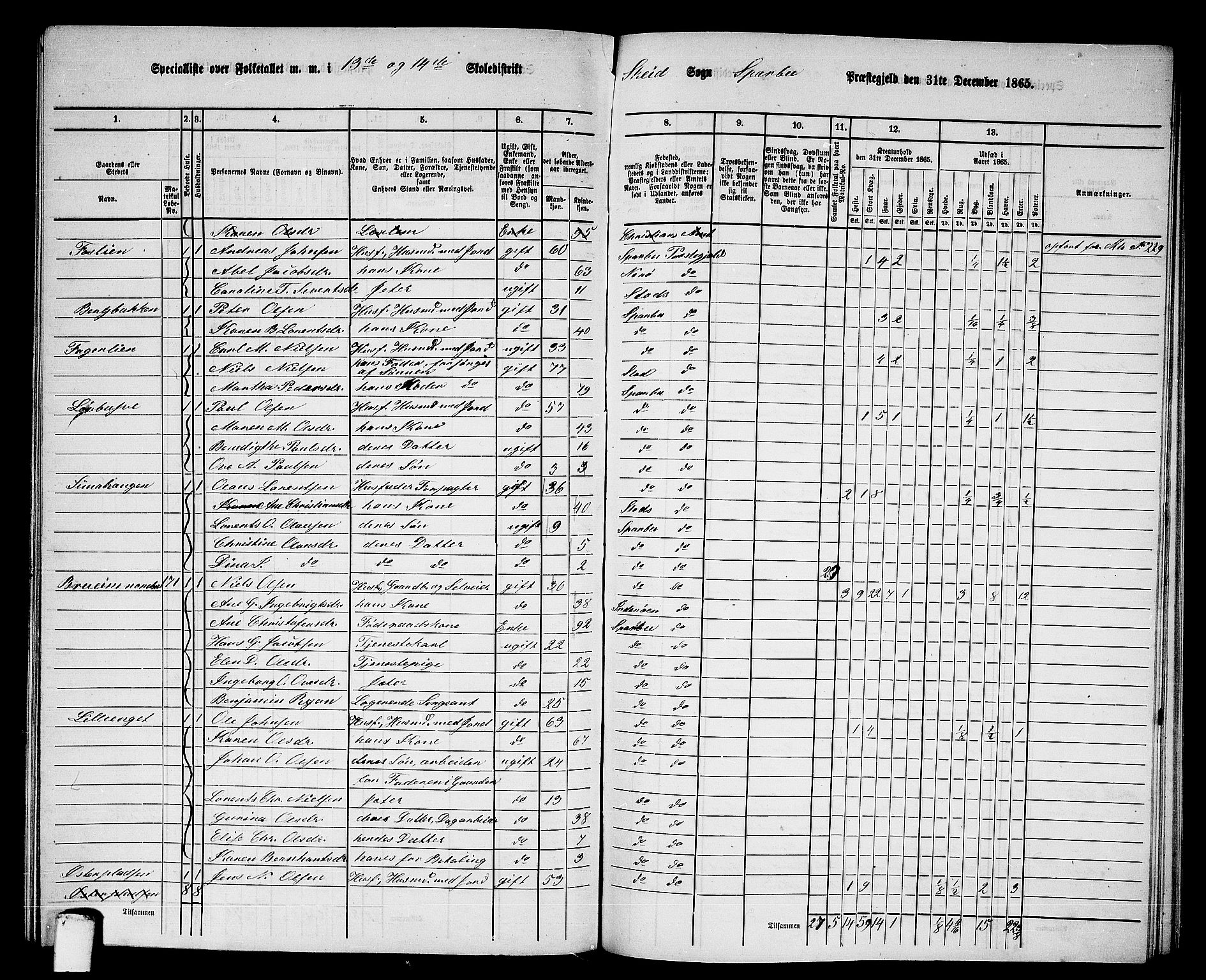 RA, Folketelling 1865 for 1731P Sparbu prestegjeld, 1865, s. 171
