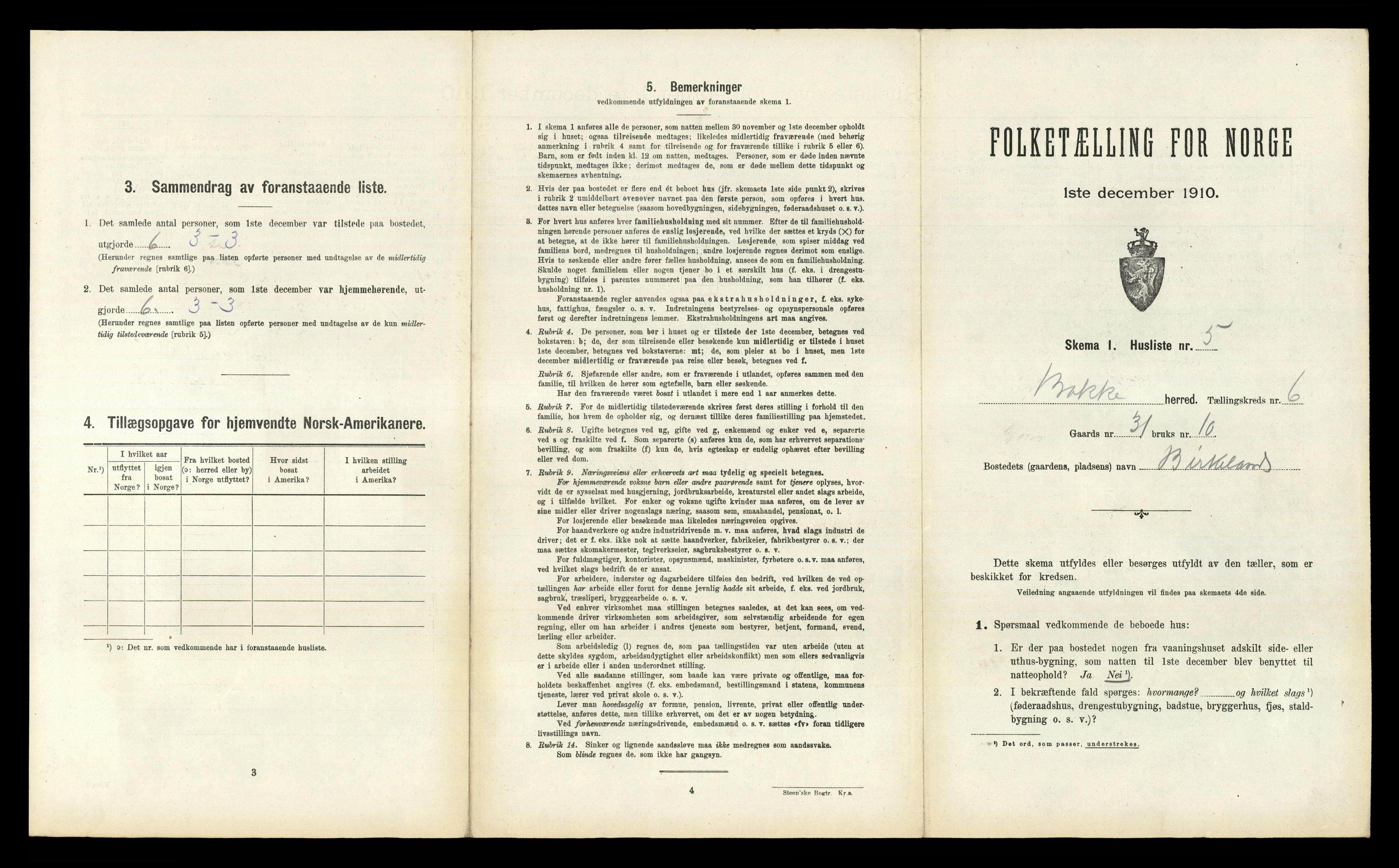 RA, Folketelling 1910 for 1045 Bakke herred, 1910, s. 309