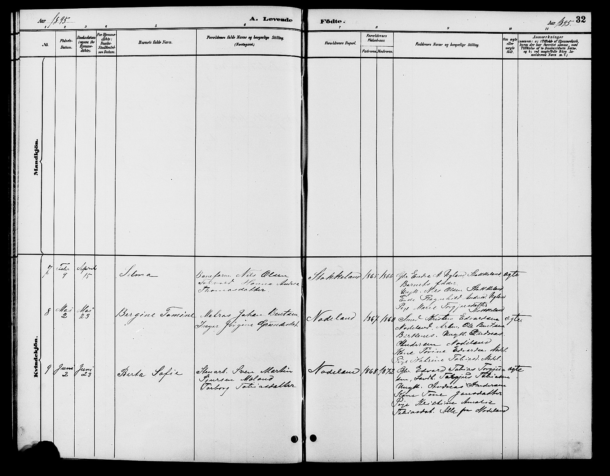 Søgne sokneprestkontor, AV/SAK-1111-0037/F/Fb/Fba/L0004: Klokkerbok nr. B 4, 1888-1903, s. 32