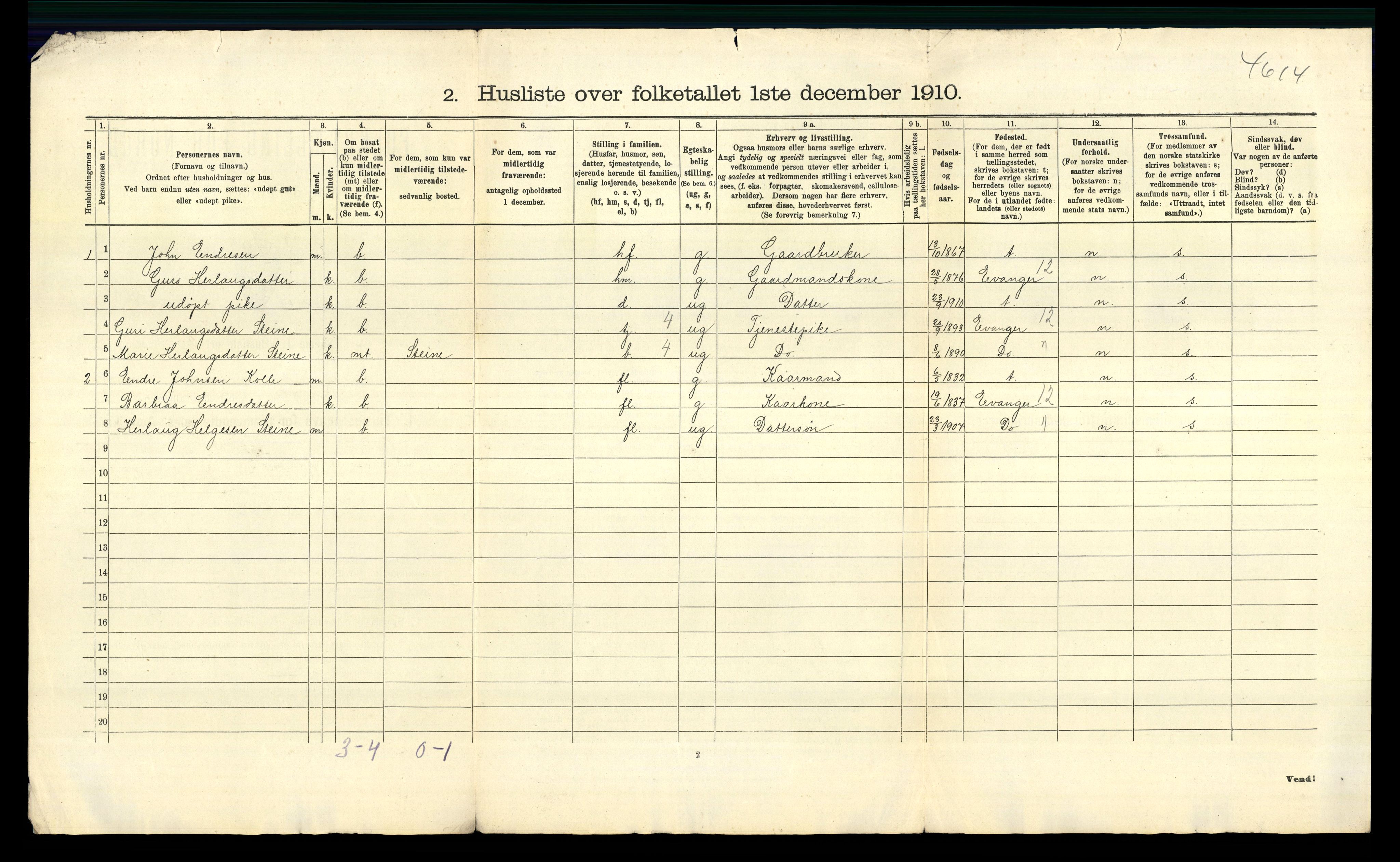 RA, Folketelling 1910 for 1235 Voss herred, 1910, s. 71