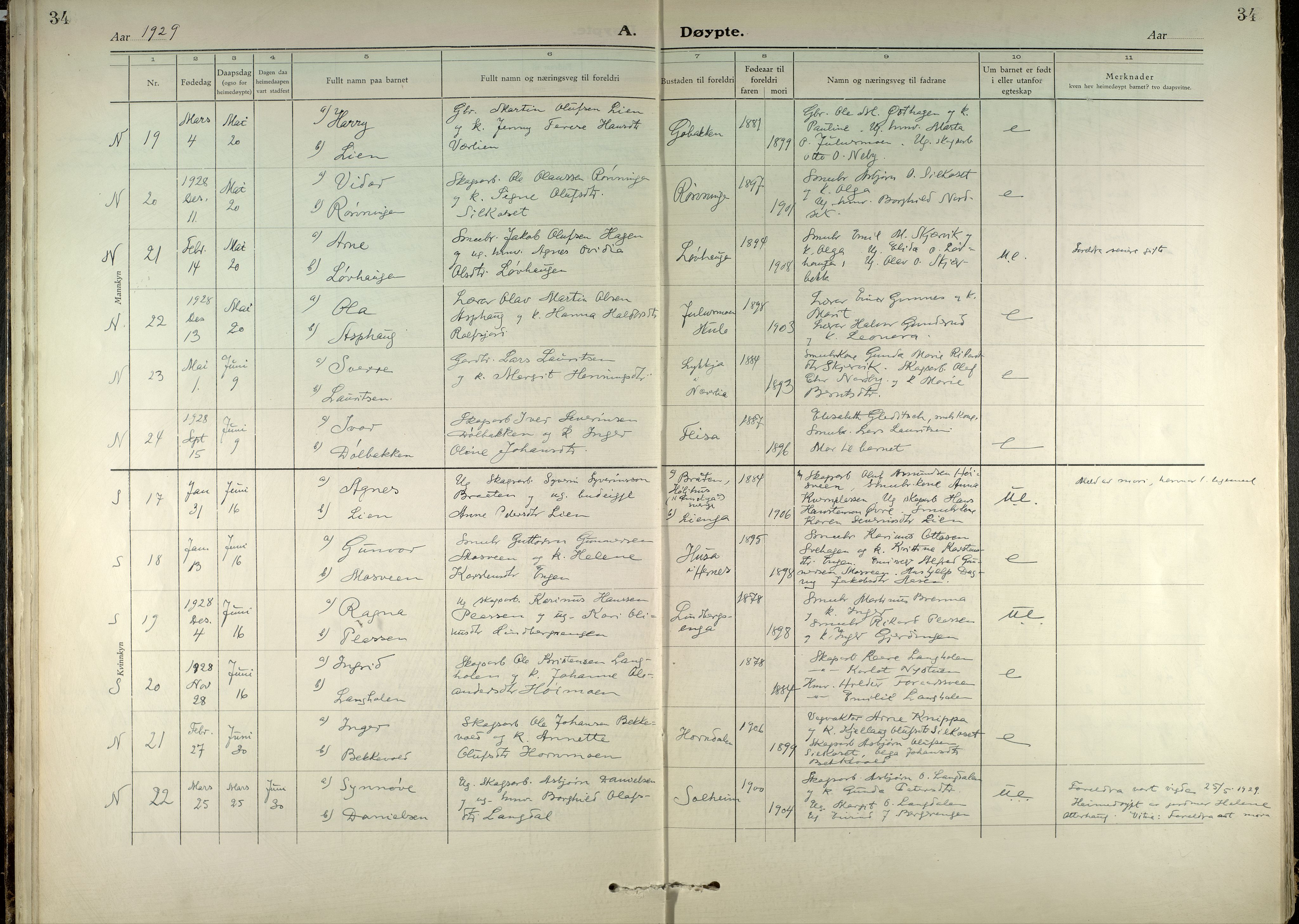 Elverum prestekontor, AV/SAH-PREST-044/H/Ha/Haa/L0026: Ministerialbok nr. 26, 1924-1939, s. 34