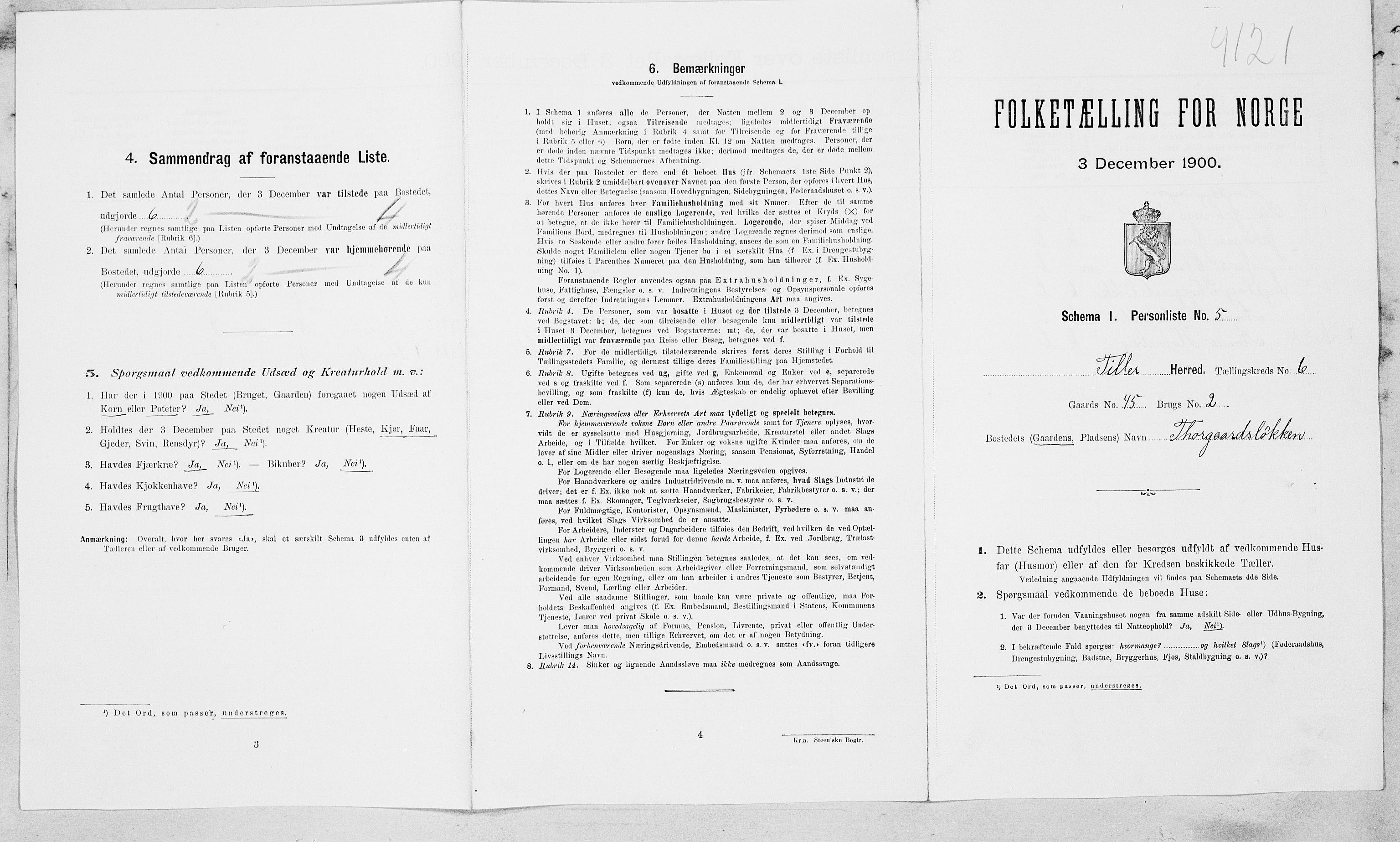 SAT, Folketelling 1900 for 1661 Tiller herred, 1900, s. 30