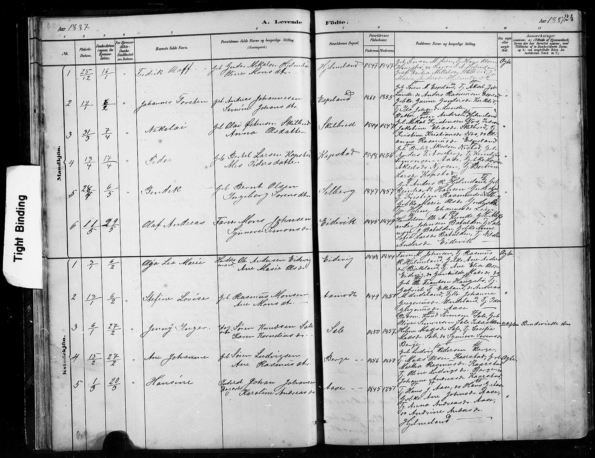 Gaular sokneprestembete, AV/SAB-A-80001/H/Hab: Klokkerbok nr. B 3, 1882-1913, s. 24