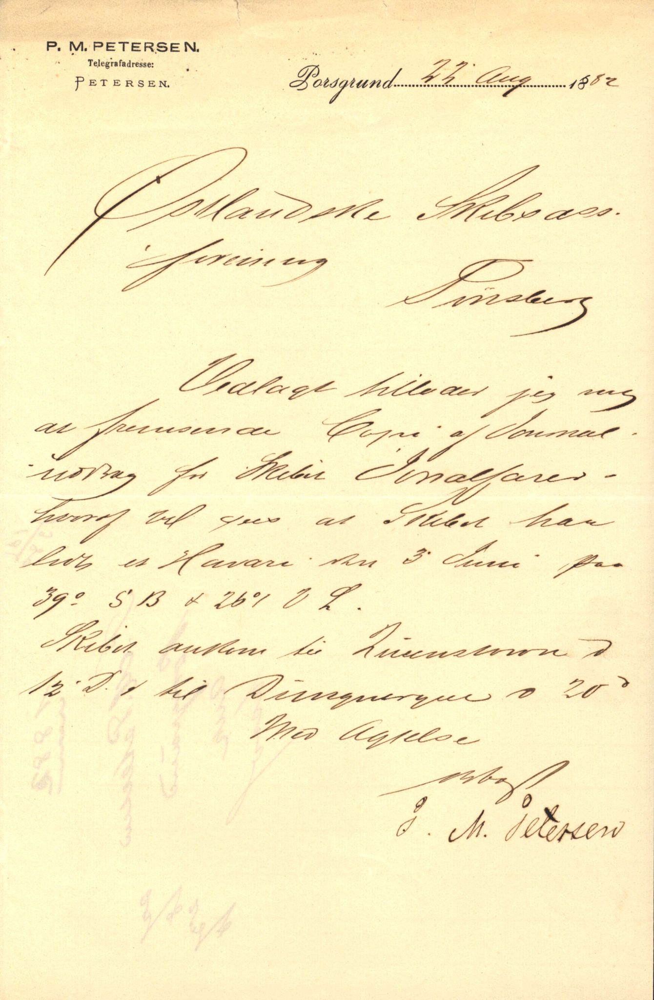 Pa 63 - Østlandske skibsassuranceforening, VEMU/A-1079/G/Ga/L0014/0011: Havaridokumenter / Agra, Anna, Jorsalfarer, Alfen, Uller, Solon, 1882, s. 18