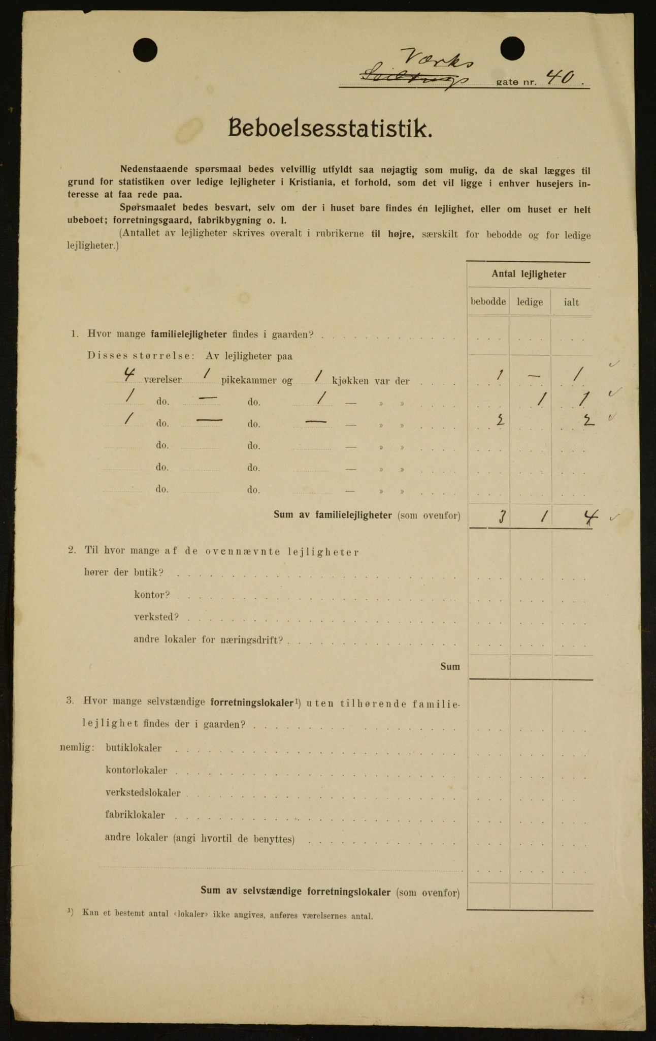 OBA, Kommunal folketelling 1.2.1909 for Kristiania kjøpstad, 1909, s. 111001