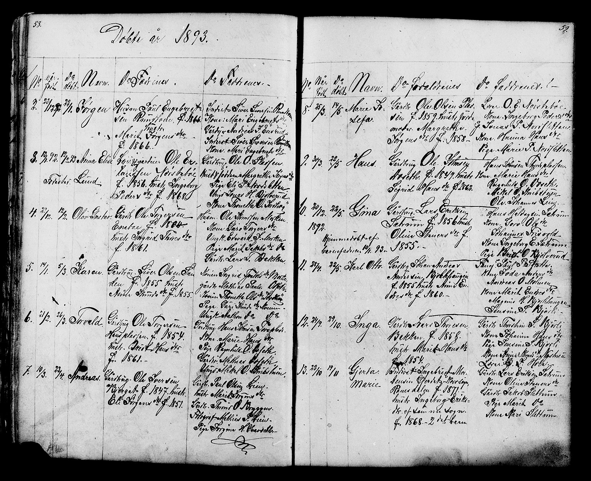 Lesja prestekontor, AV/SAH-PREST-068/H/Ha/Hab/L0006: Klokkerbok nr. 6, 1871-1904, s. 58-59