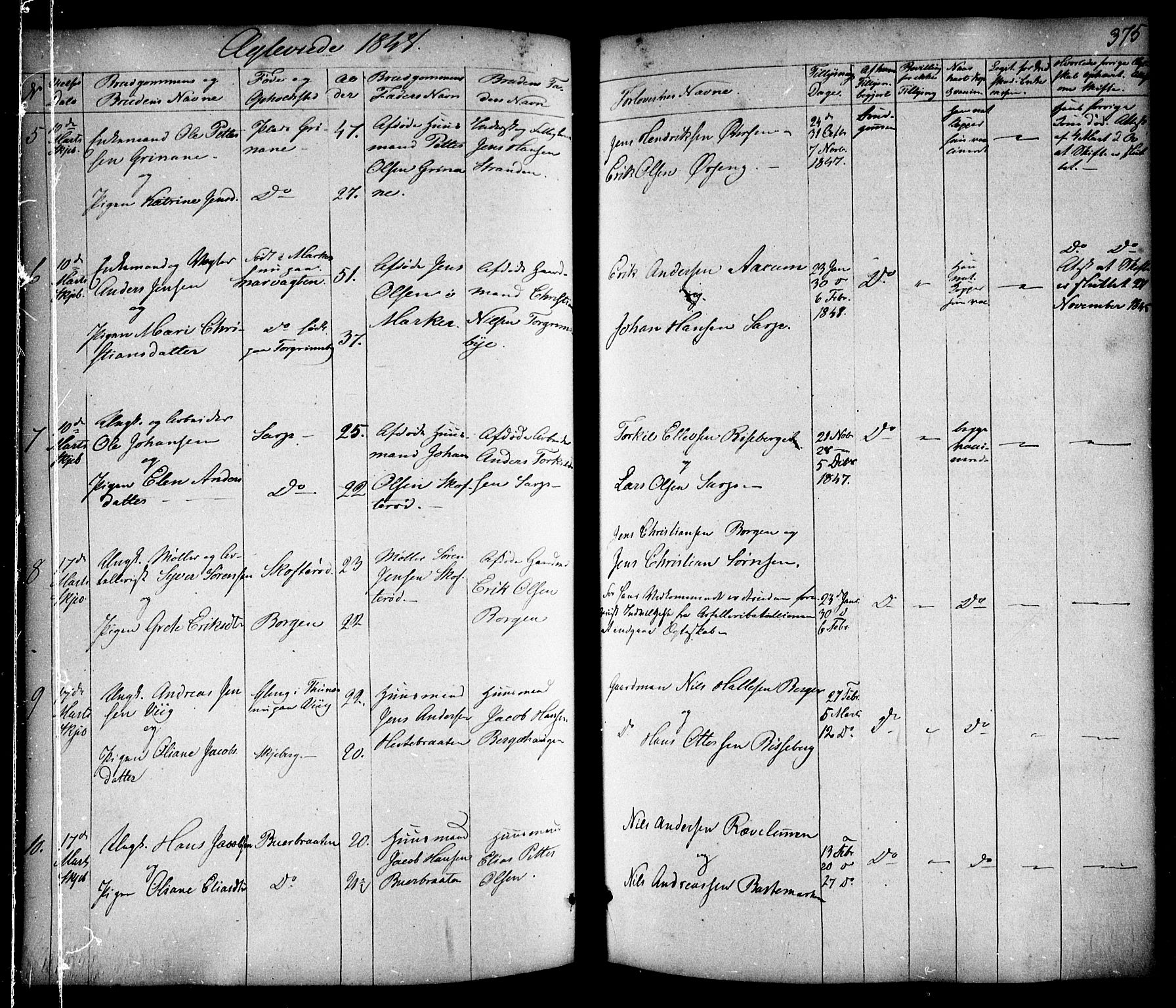 Skjeberg prestekontor Kirkebøker, AV/SAO-A-10923/F/Fa/L0006: Ministerialbok nr. I 6, 1846-1858, s. 375