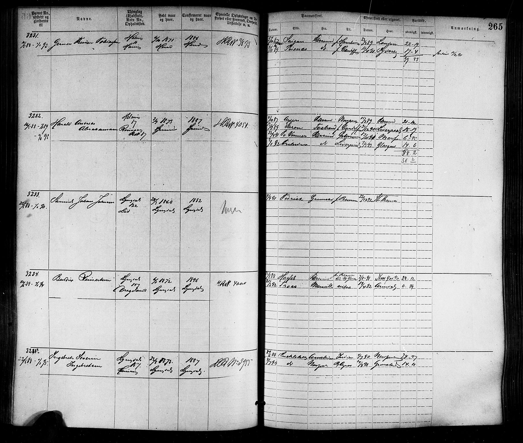 Farsund mønstringskrets, SAK/2031-0017/F/Fa/L0006: Annotasjonsrulle nr 1911-3805 med register, Z-3, 1877-1894, s. 298