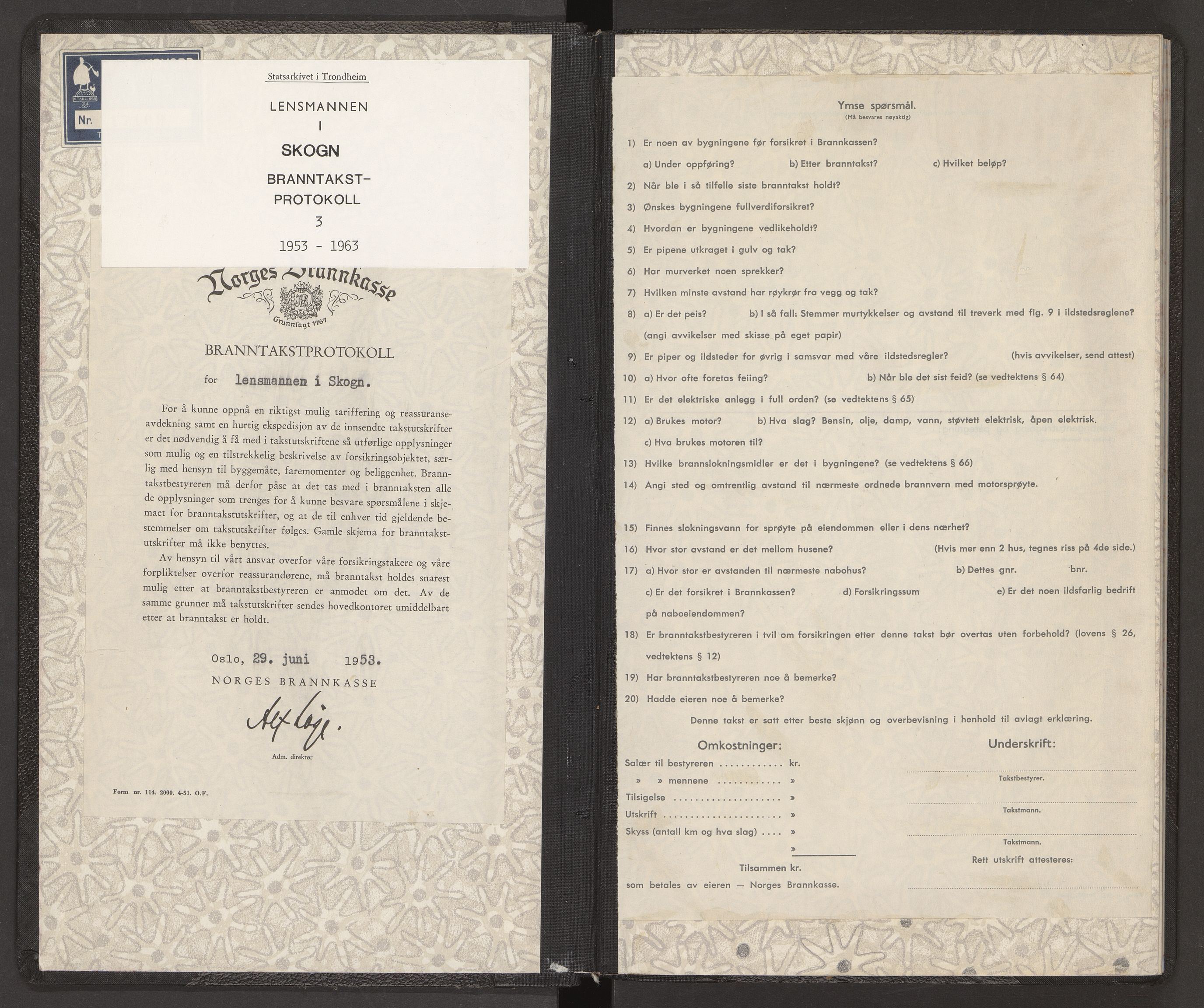 Norges Brannkasse Skogn, SAT/A-5542/Fb/L0003: Branntakstprotokoll, 1947-1955