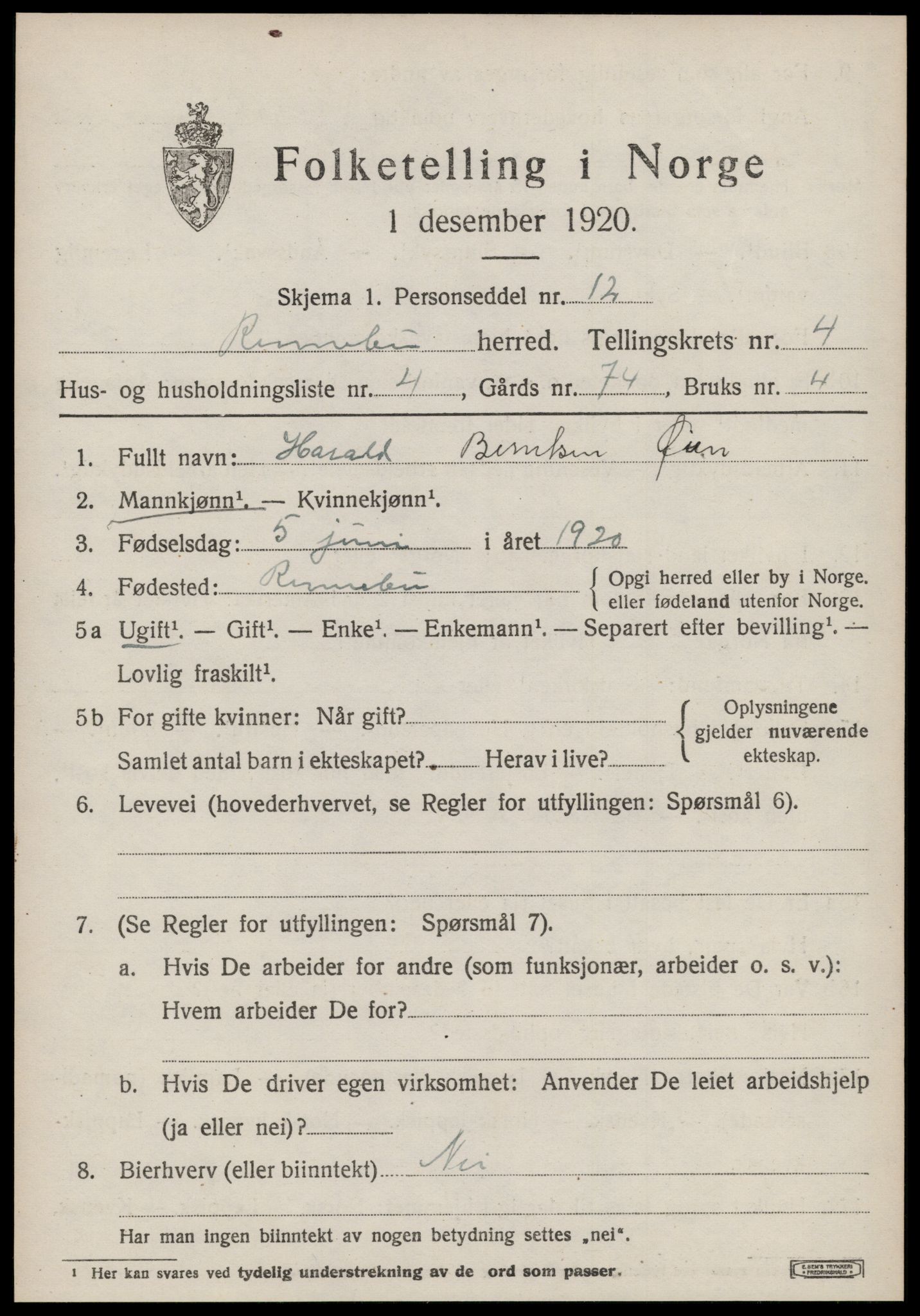 SAT, Folketelling 1920 for 1635 Rennebu herred, 1920, s. 2586