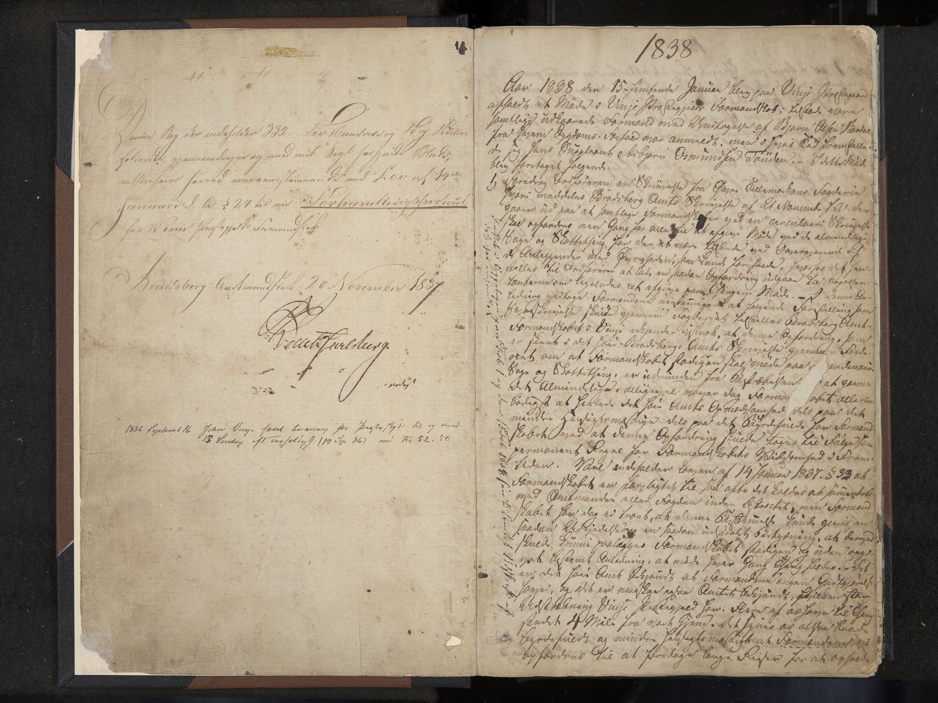 Vinje formannskap og sentraladministrasjon, IKAK/0834021-1/A/L0001: Møtebok, 1838-1889, s. 1