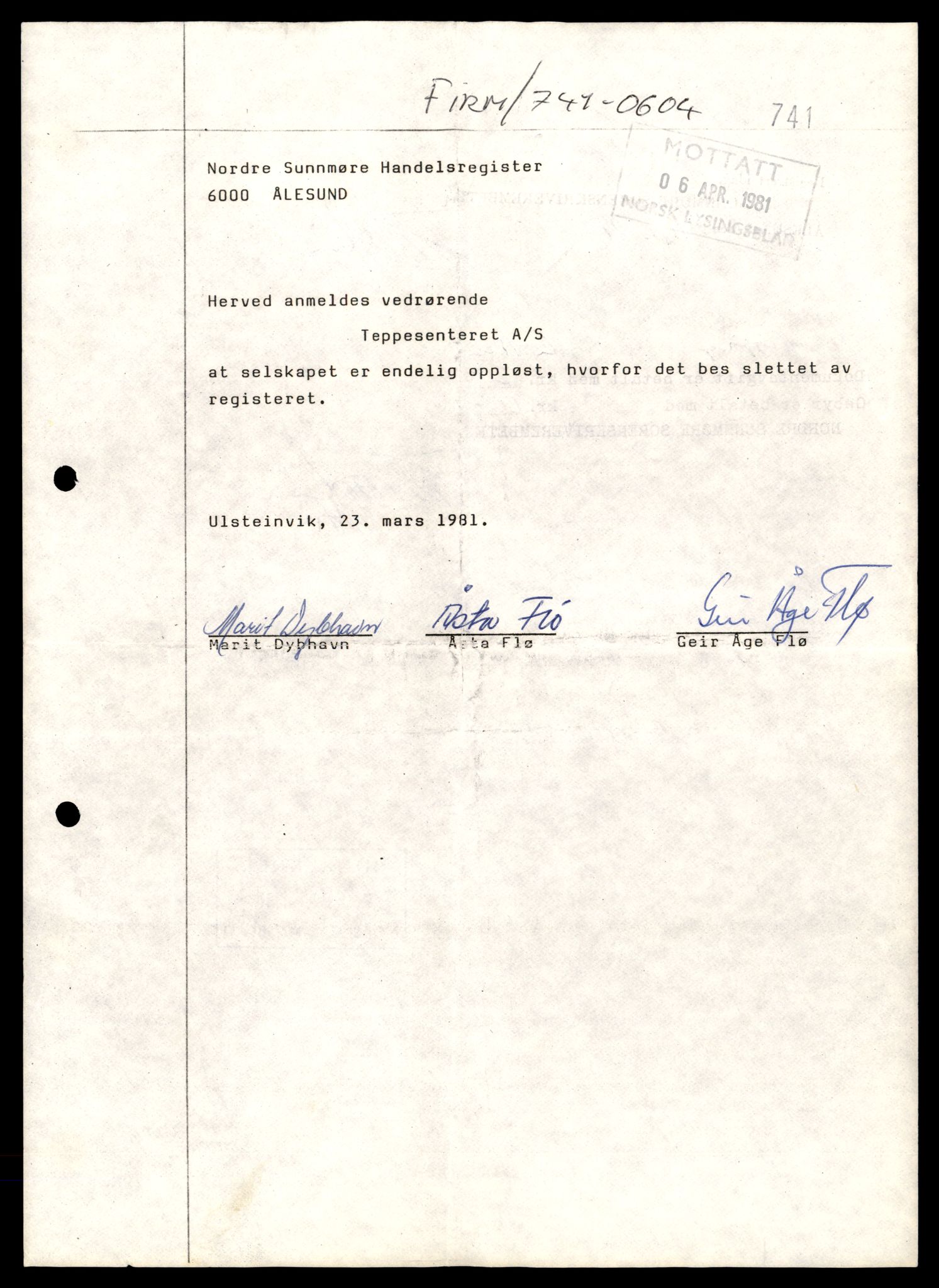 Nordre Sunnmøre sorenskriveri, AV/SAT-A-0006/2/J/Jd/Jdb/L0026: Bilag. Aksjeselskap, T-U, 1944-1990, s. 13