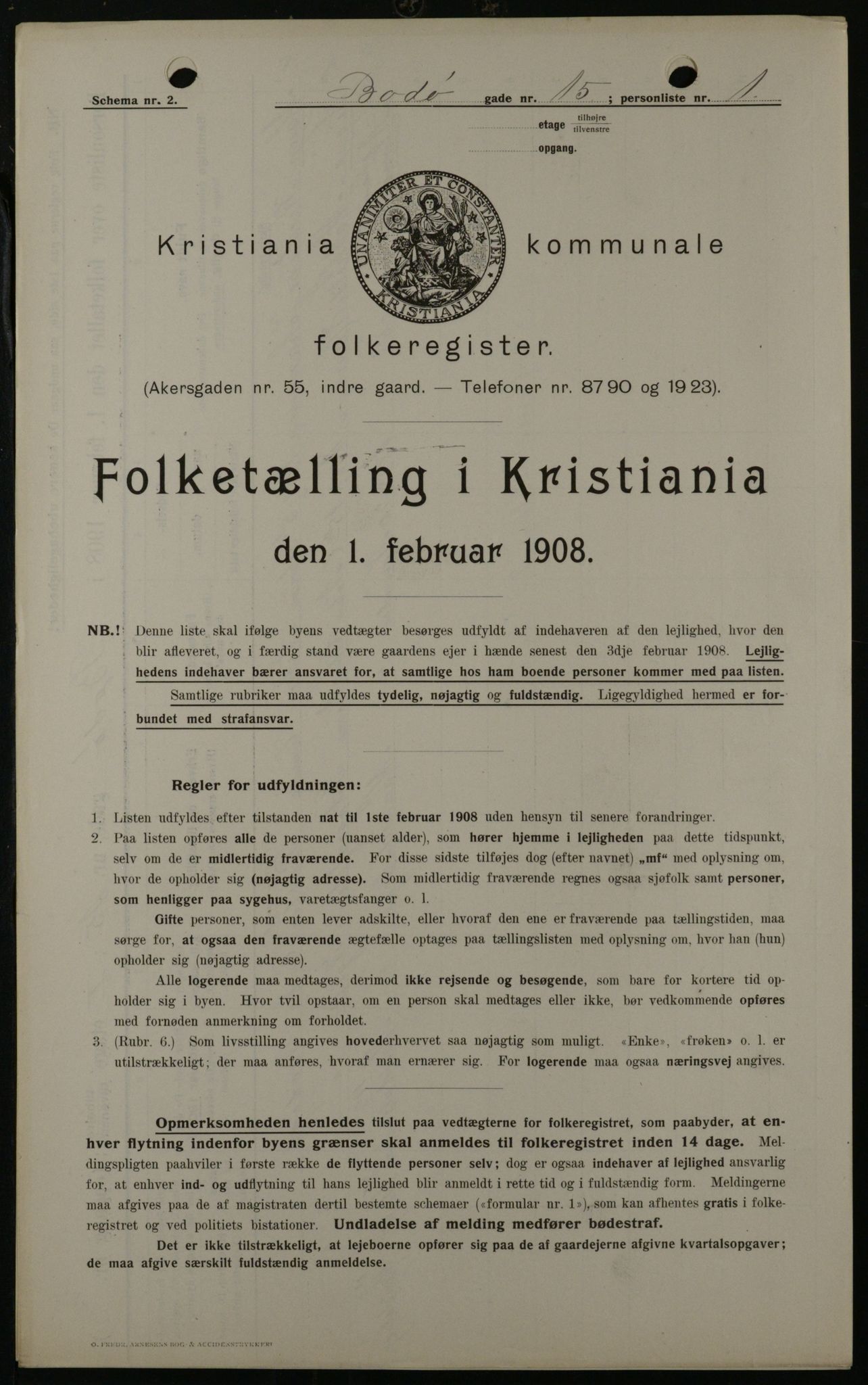 OBA, Kommunal folketelling 1.2.1908 for Kristiania kjøpstad, 1908, s. 6600