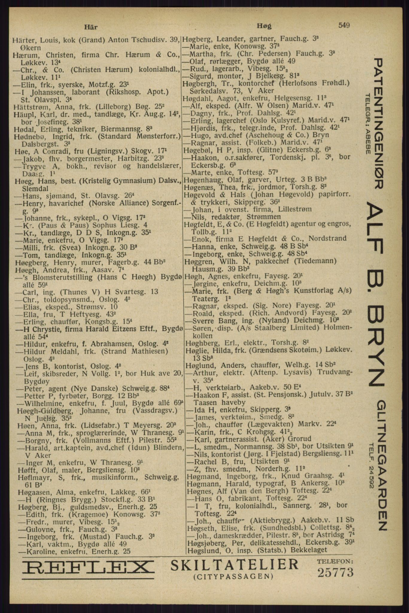 Kristiania/Oslo adressebok, PUBL/-, 1929, s. 549