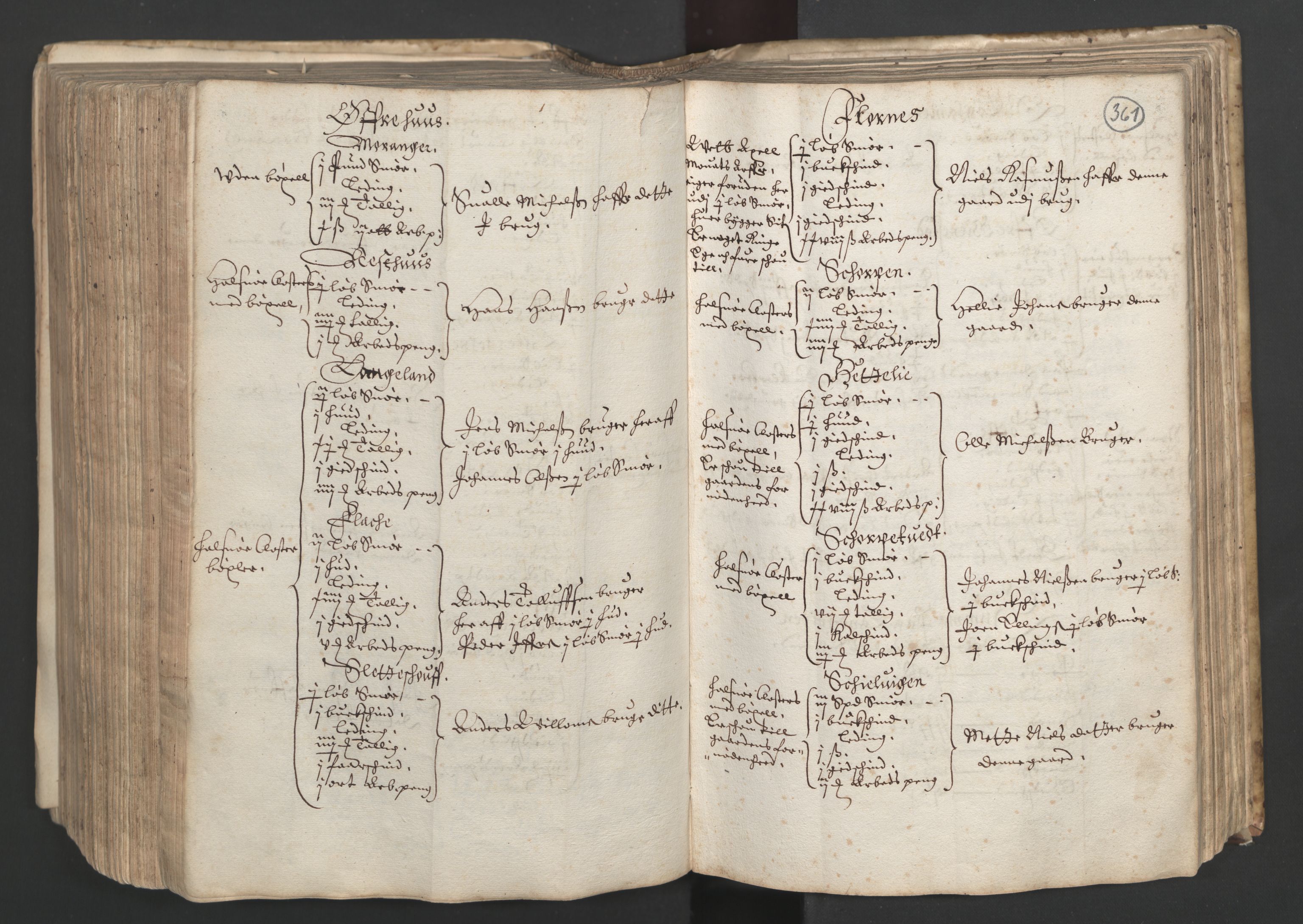 Rentekammeret inntil 1814, Realistisk ordnet avdeling, AV/RA-EA-4070/L/L0025/0001: Bergen lagdømme: / [B]: Kronens jordebok. Nordhordland, Sunnhordland, Ytre Sogn, Indre Sogn, Sunnfjord, Nordfjord, Sunnmøre, Hardanger med Halsnøy kloster, Lyse kloster, Apostelgodset, Munkeliv og St. Hans kloster, Alle helgen gods, Lagstolen gods, Ove Jenssøns gods på Voss, 1661, s. 360b-361a