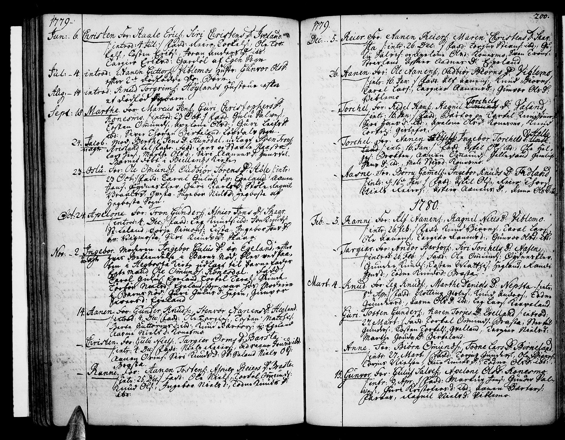 Sør-Audnedal sokneprestkontor, AV/SAK-1111-0039/F/Fa/Fab/L0002: Ministerialbok nr. A 2 /4, 1768-1814, s. 200