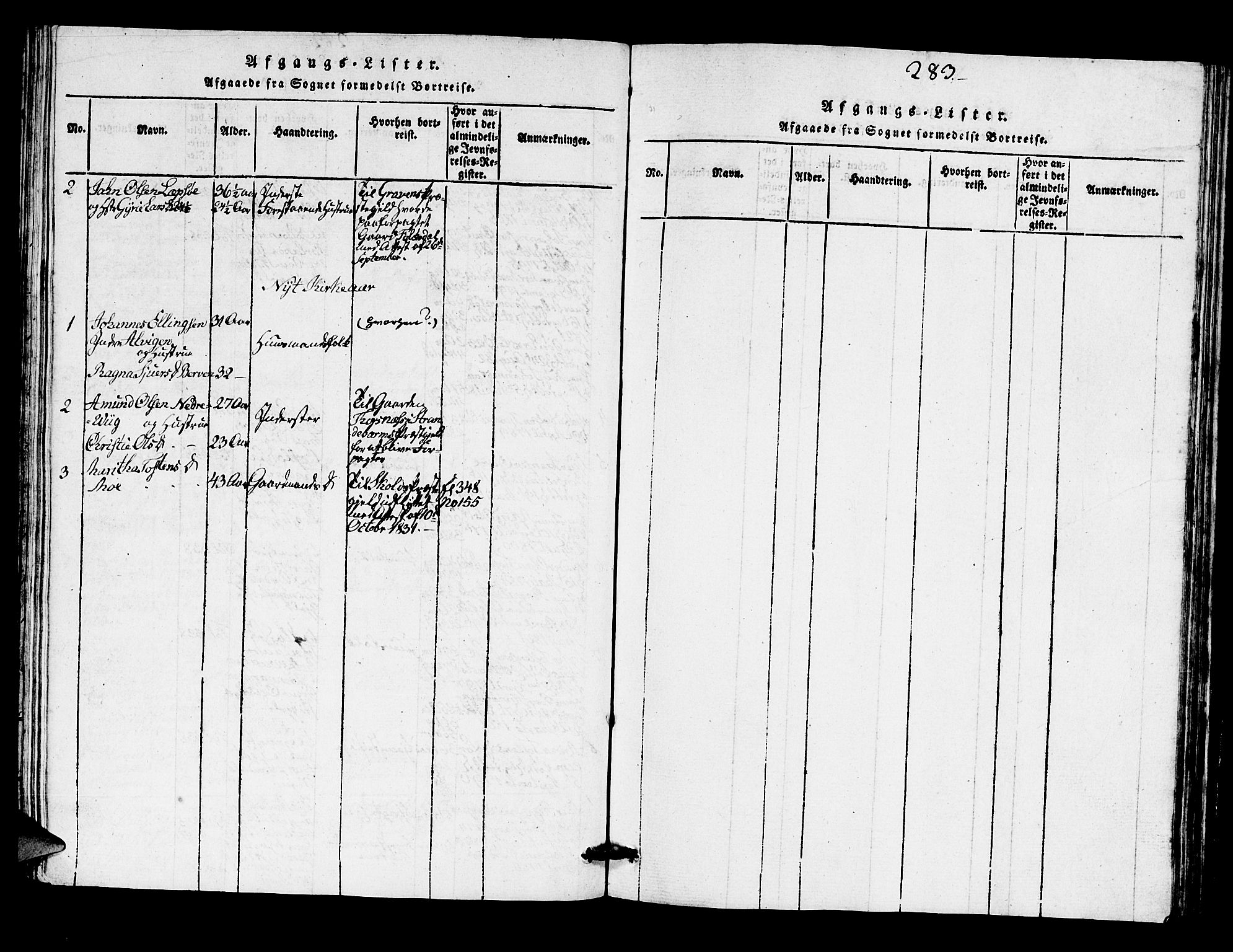 Kvam sokneprestembete, AV/SAB-A-76201/H/Hab: Klokkerbok nr. A 1, 1818-1832, s. 283