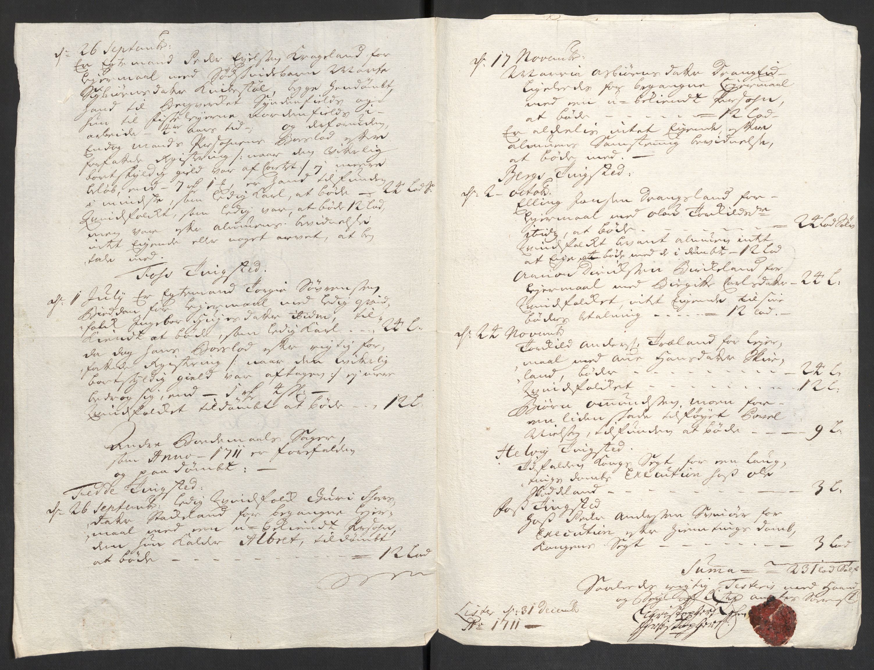 Rentekammeret inntil 1814, Reviderte regnskaper, Fogderegnskap, AV/RA-EA-4092/R43/L2554: Fogderegnskap Lista og Mandal, 1711, s. 32
