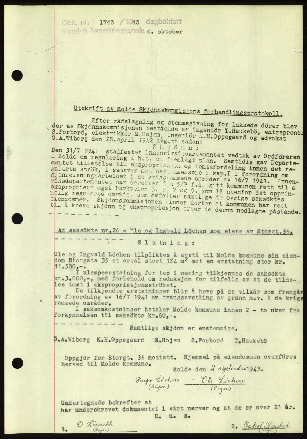 Romsdal sorenskriveri, SAT/A-4149/1/2/2C: Pantebok nr. A15, 1943-1944, Dagboknr: 1743/1943