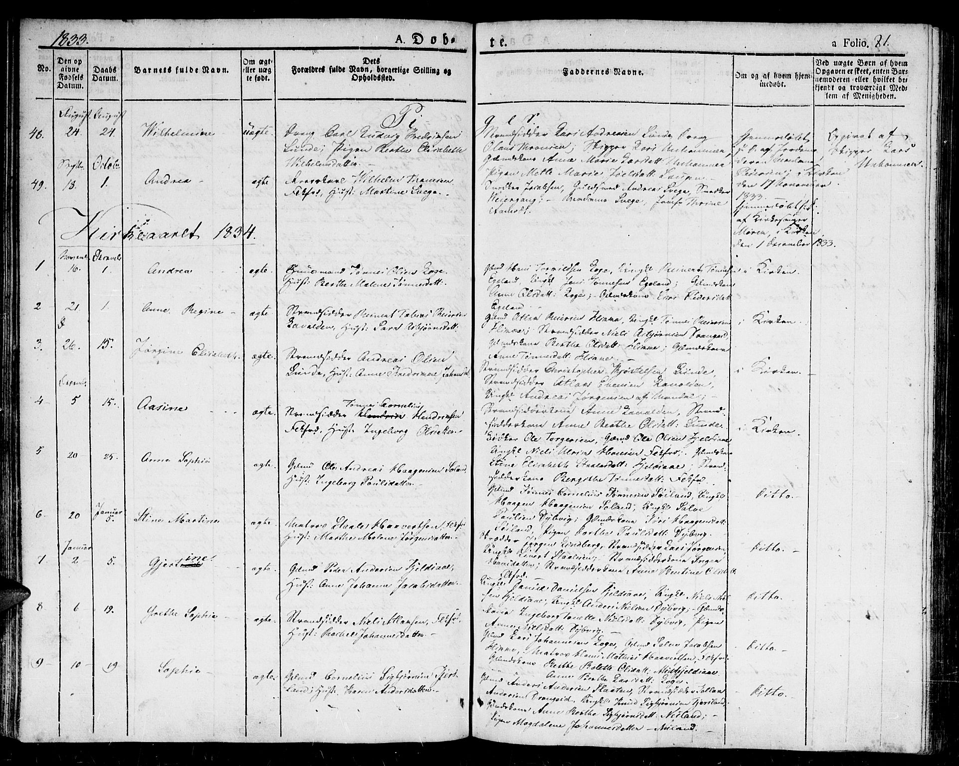 Flekkefjord sokneprestkontor, AV/SAK-1111-0012/F/Fb/Fbc/L0004: Klokkerbok nr. B 4, 1827-1846, s. 81