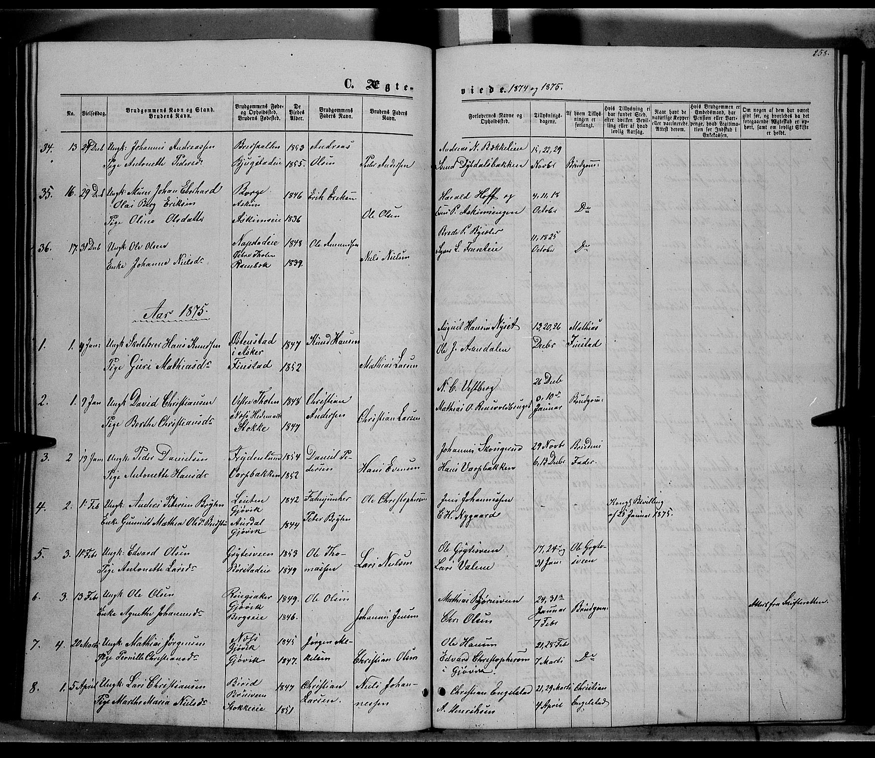 Vardal prestekontor, AV/SAH-PREST-100/H/Ha/Hab/L0006: Klokkerbok nr. 6, 1869-1881, s. 258