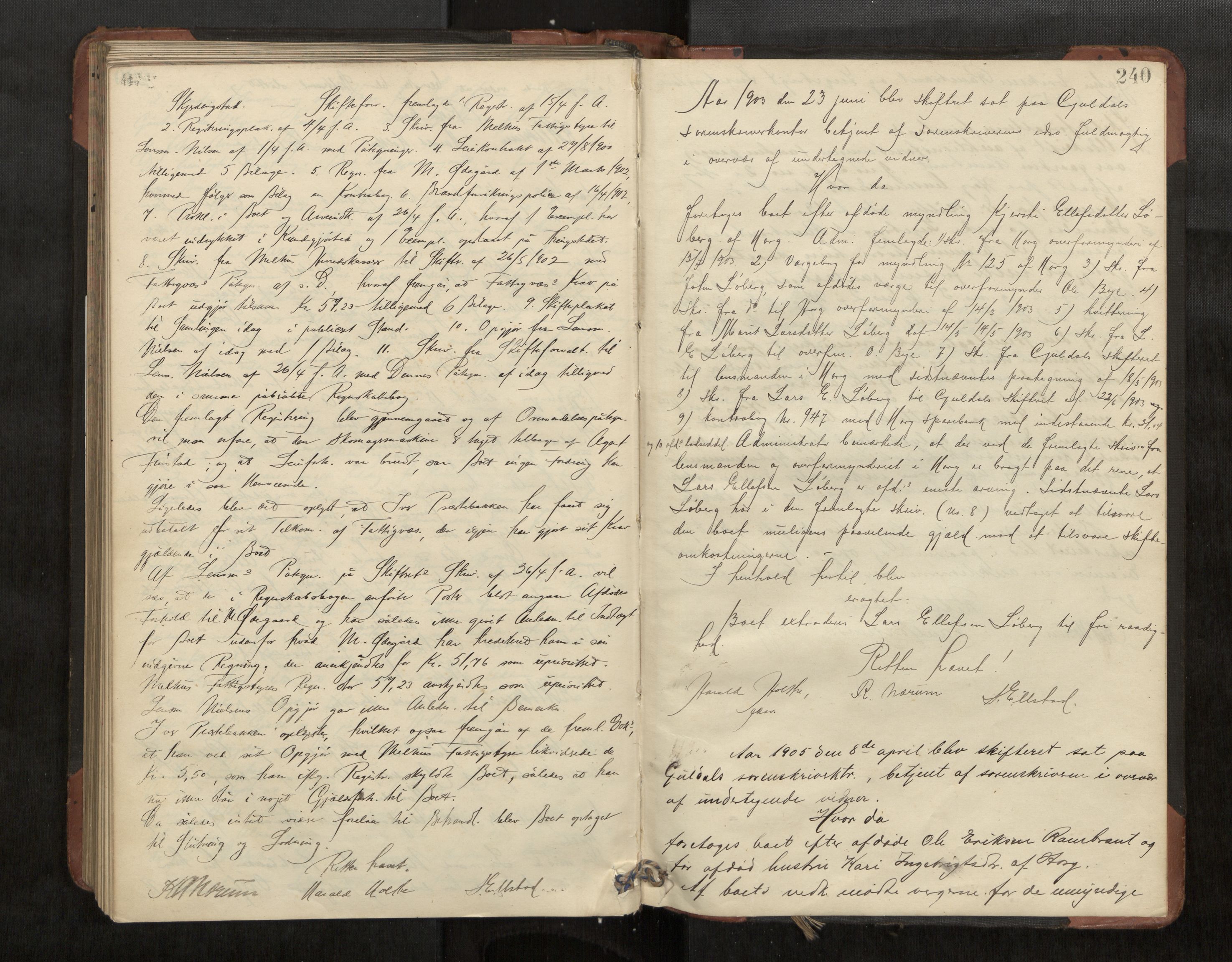 Gauldal sorenskriveri, AV/SAT-A-0014/1/3/3B/L0004: Skiftebehandlingsprotokoll, 1896-1905, s. 240