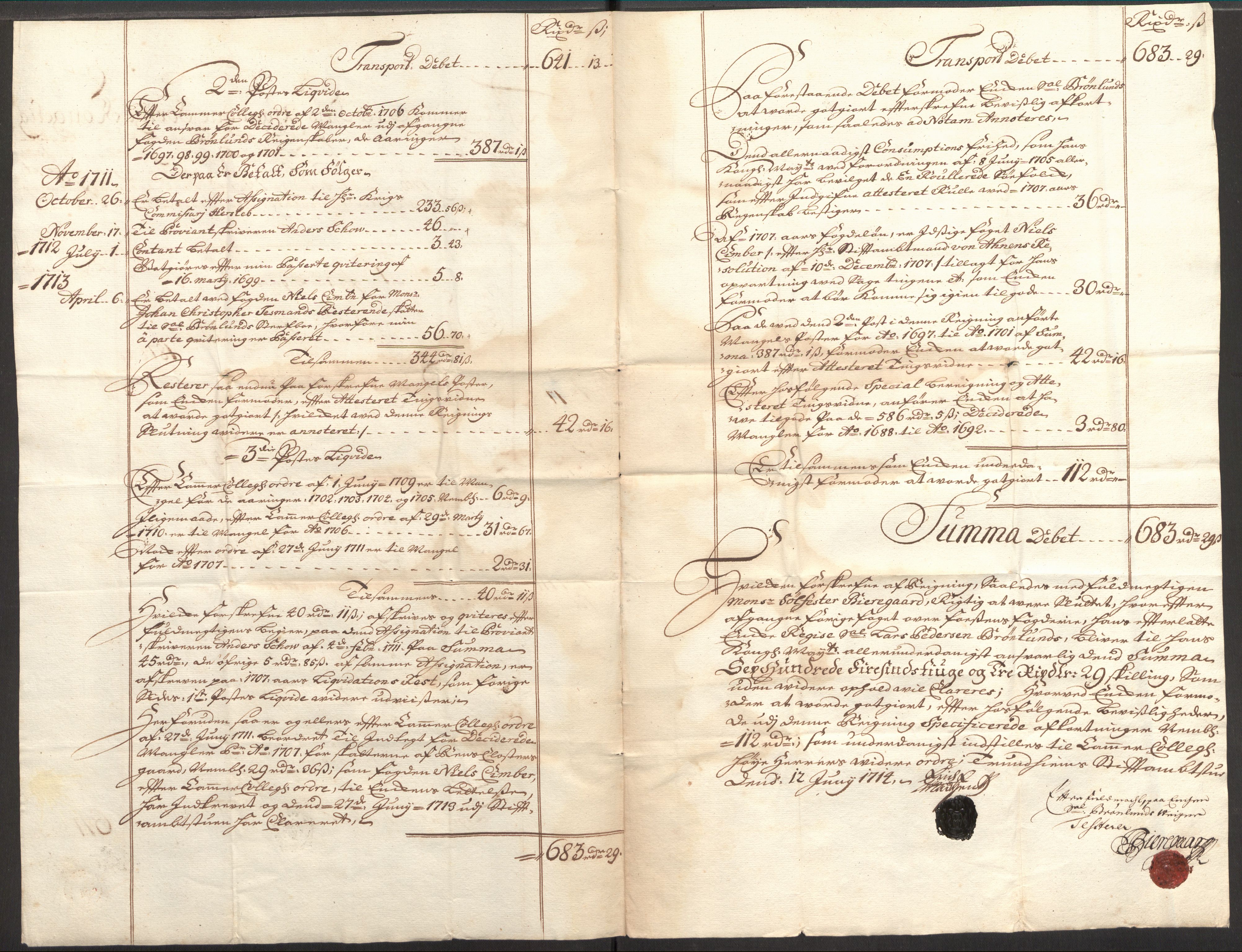 Rentekammeret inntil 1814, Reviderte regnskaper, Fogderegnskap, AV/RA-EA-4092/R57/L3857: Fogderegnskap Fosen, 1706-1707, s. 499