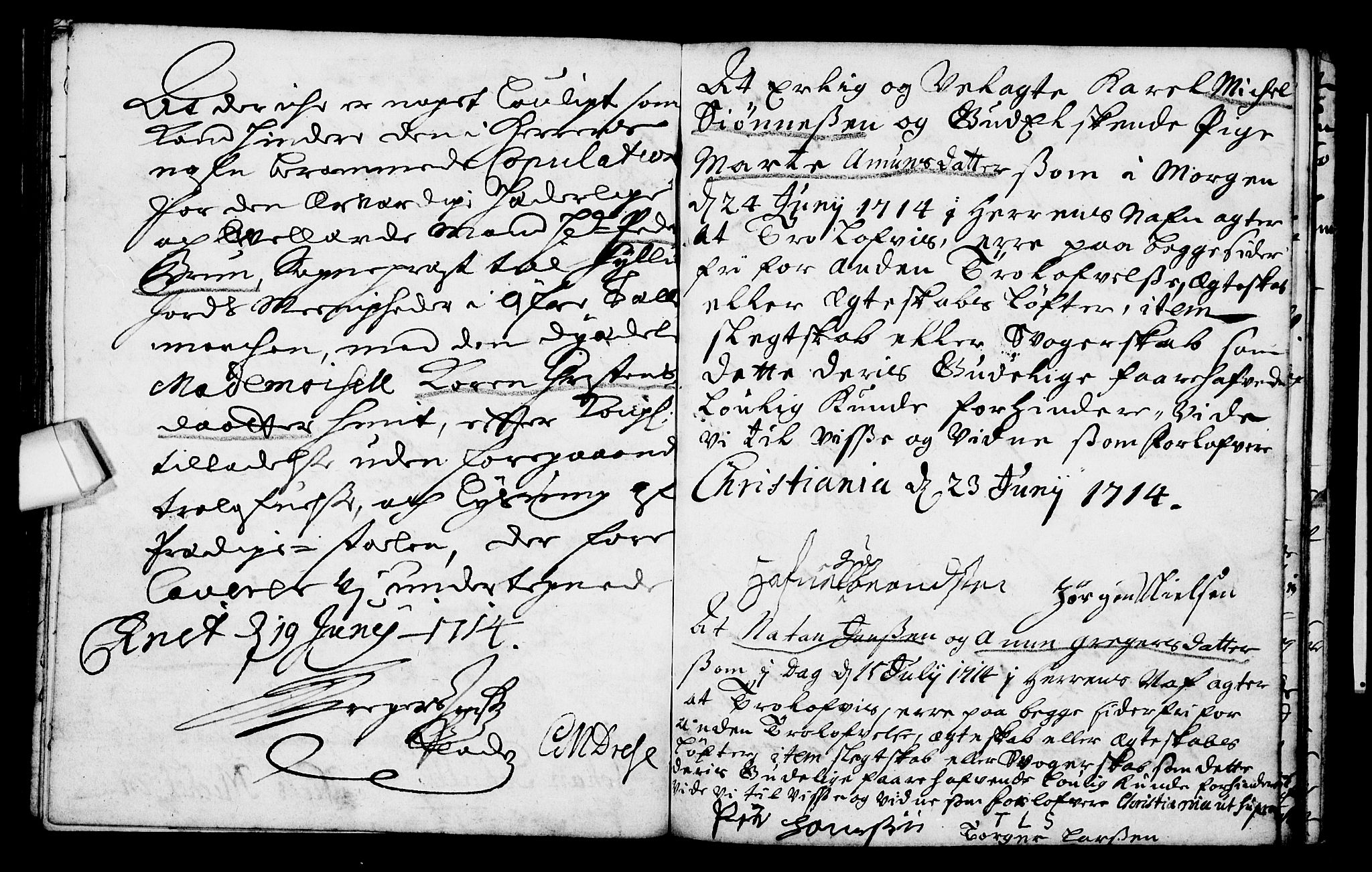 Oslo domkirke Kirkebøker, AV/SAO-A-10752/L/La/L0001: Forlovererklæringer nr. 1, 1707-1716