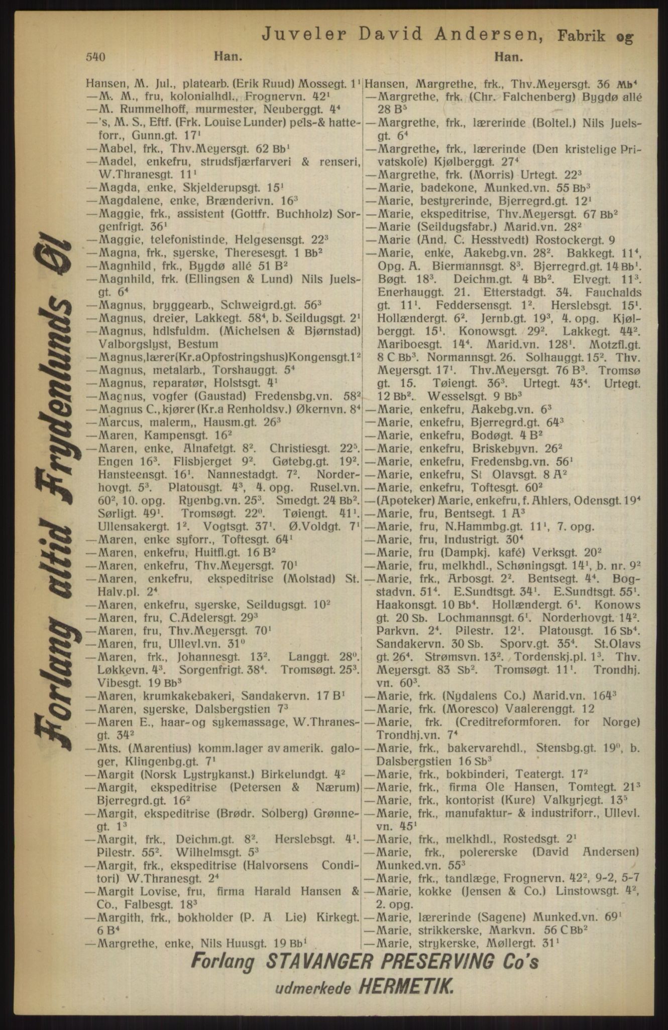 Kristiania/Oslo adressebok, PUBL/-, 1914, s. 540