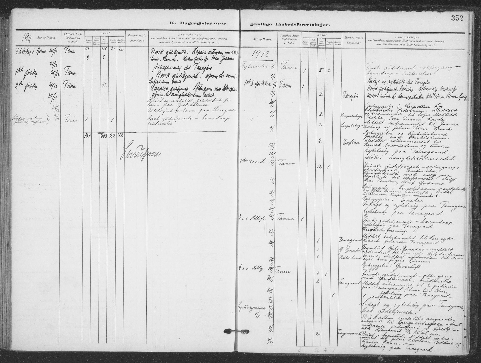 Tana sokneprestkontor, AV/SATØ-S-1334/H/Ha/L0007kirke: Ministerialbok nr. 7, 1904-1918, s. 352