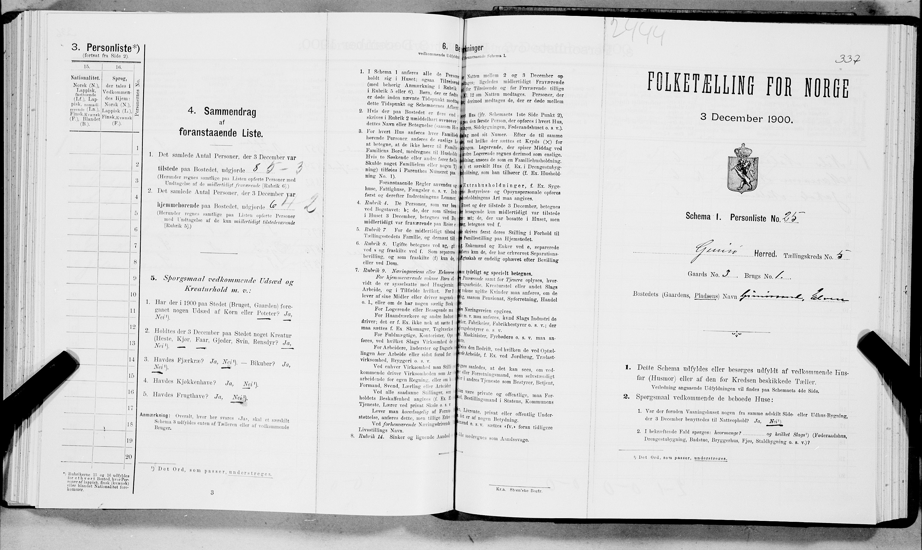 SAT, Folketelling 1900 for 1864 Gimsøy herred, 1900, s. 354