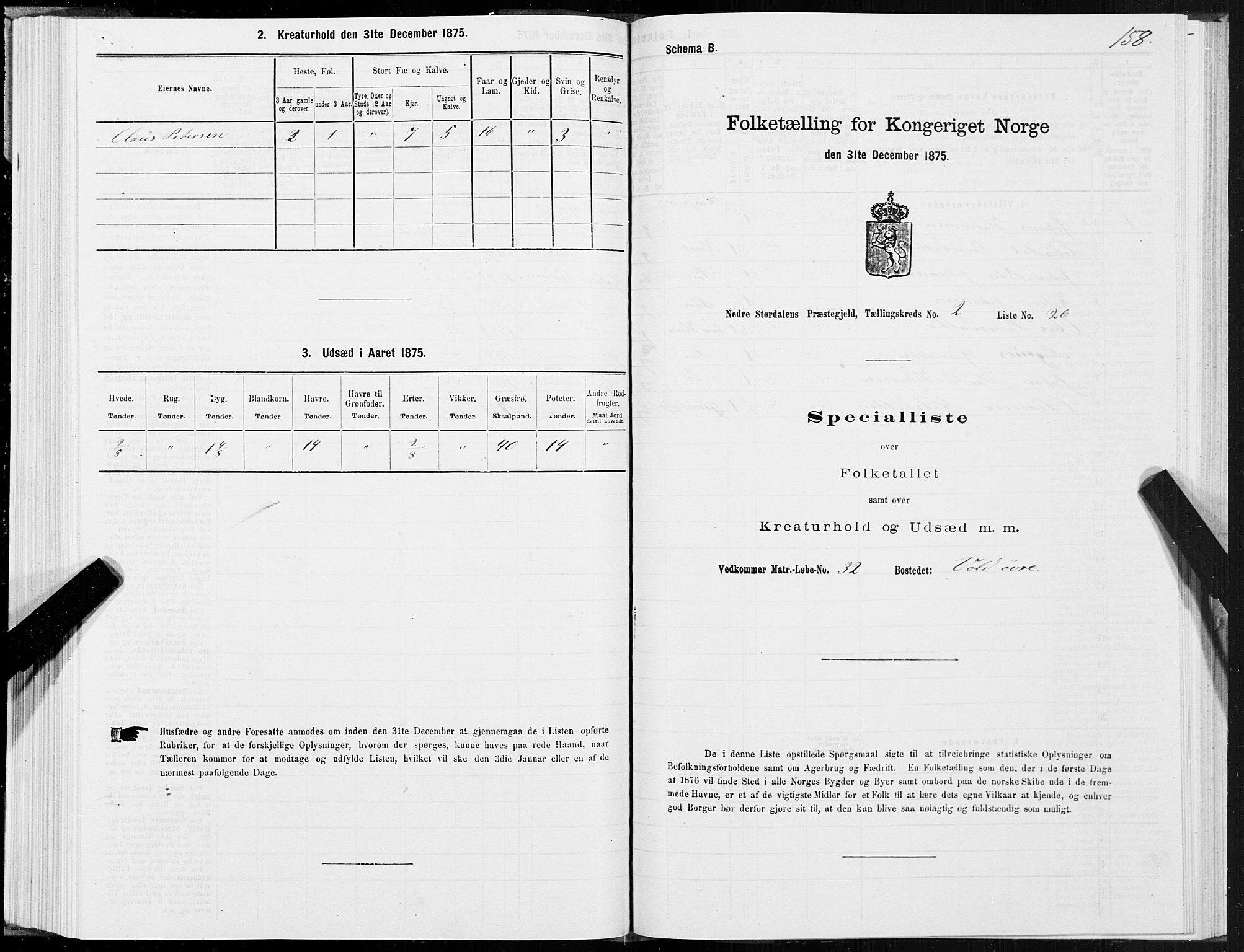 SAT, Folketelling 1875 for 1714P Nedre Stjørdal prestegjeld, 1875, s. 1158