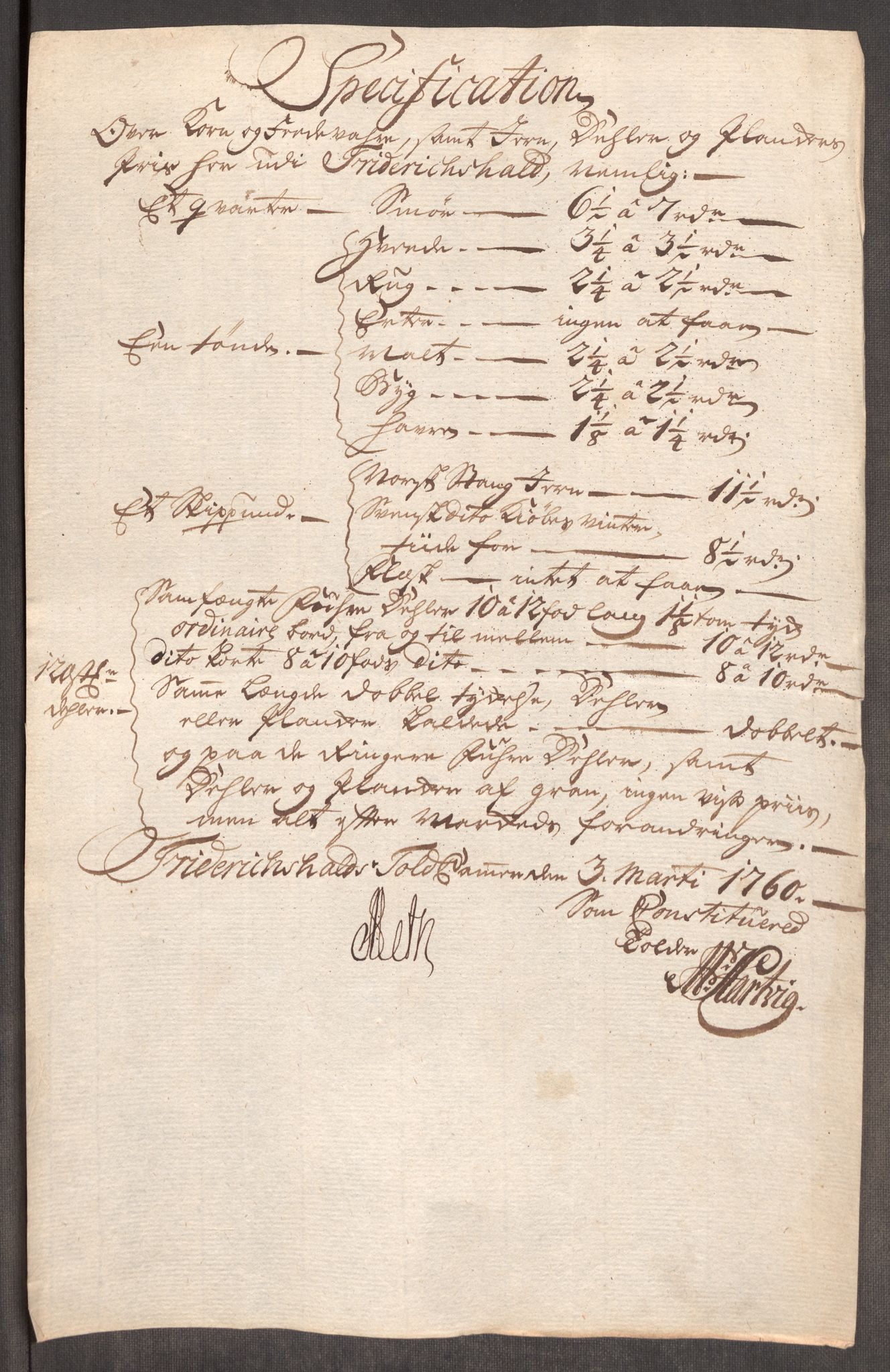 Rentekammeret inntil 1814, Realistisk ordnet avdeling, AV/RA-EA-4070/Oe/L0006: [Ø1]: Priskuranter, 1758-1760, s. 639