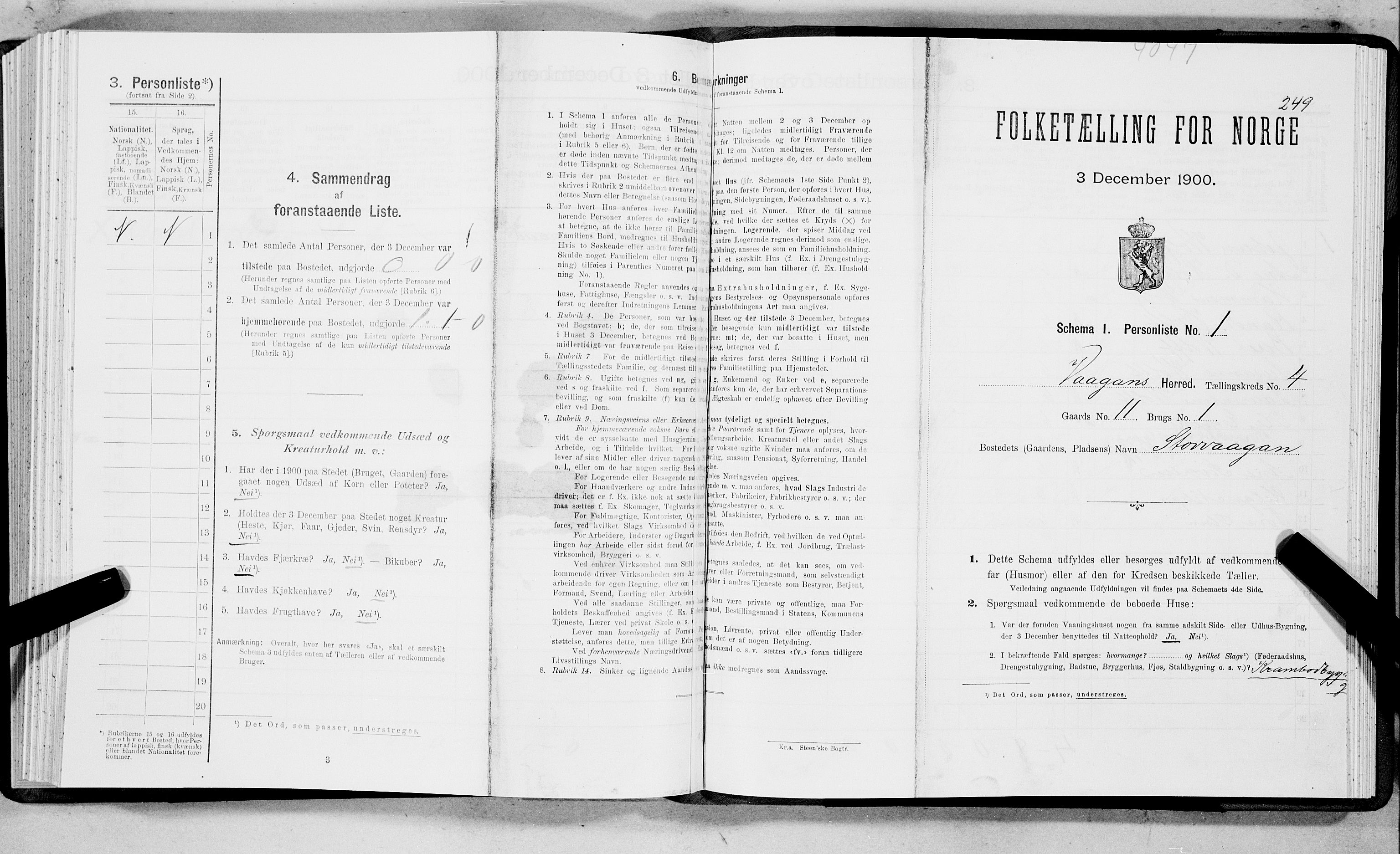 SAT, Folketelling 1900 for 1865 Vågan herred, 1900, s. 250