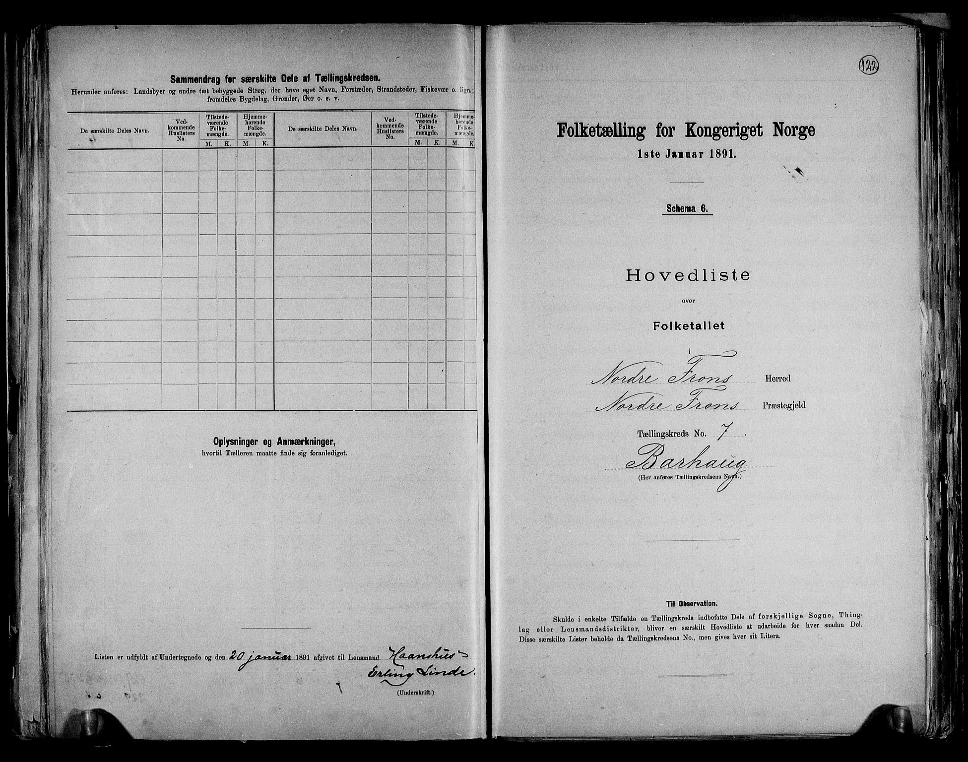 RA, Folketelling 1891 for 0518 Nord-Fron herred, 1891, s. 17