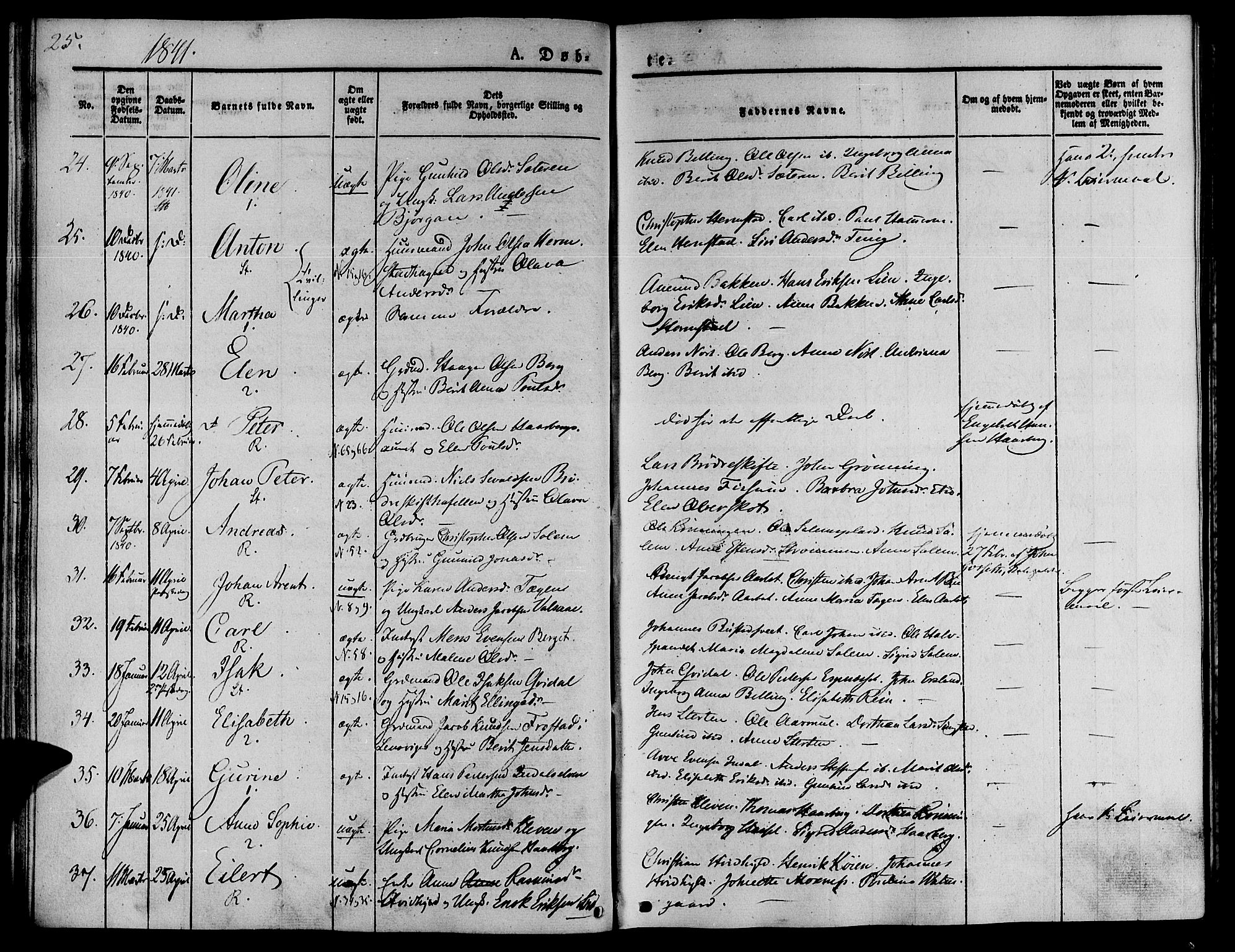Ministerialprotokoller, klokkerbøker og fødselsregistre - Sør-Trøndelag, SAT/A-1456/646/L0610: Ministerialbok nr. 646A08, 1837-1847, s. 25