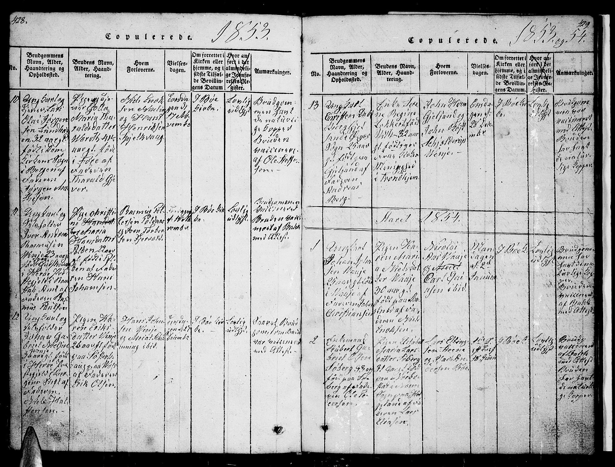 Ministerialprotokoller, klokkerbøker og fødselsregistre - Nordland, AV/SAT-A-1459/891/L1312: Klokkerbok nr. 891C01, 1820-1856, s. 428-429