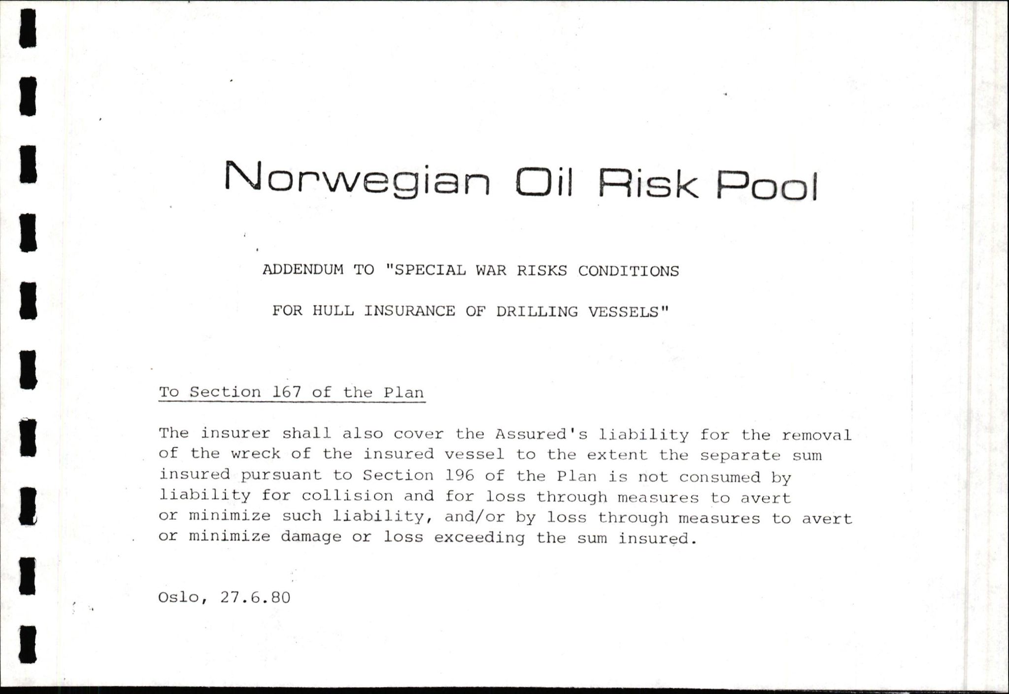 Pa 1503 - Stavanger Drilling AS, AV/SAST-A-101906/2/E/Ec/Eca/L0010: Forsikring, 1976-1983