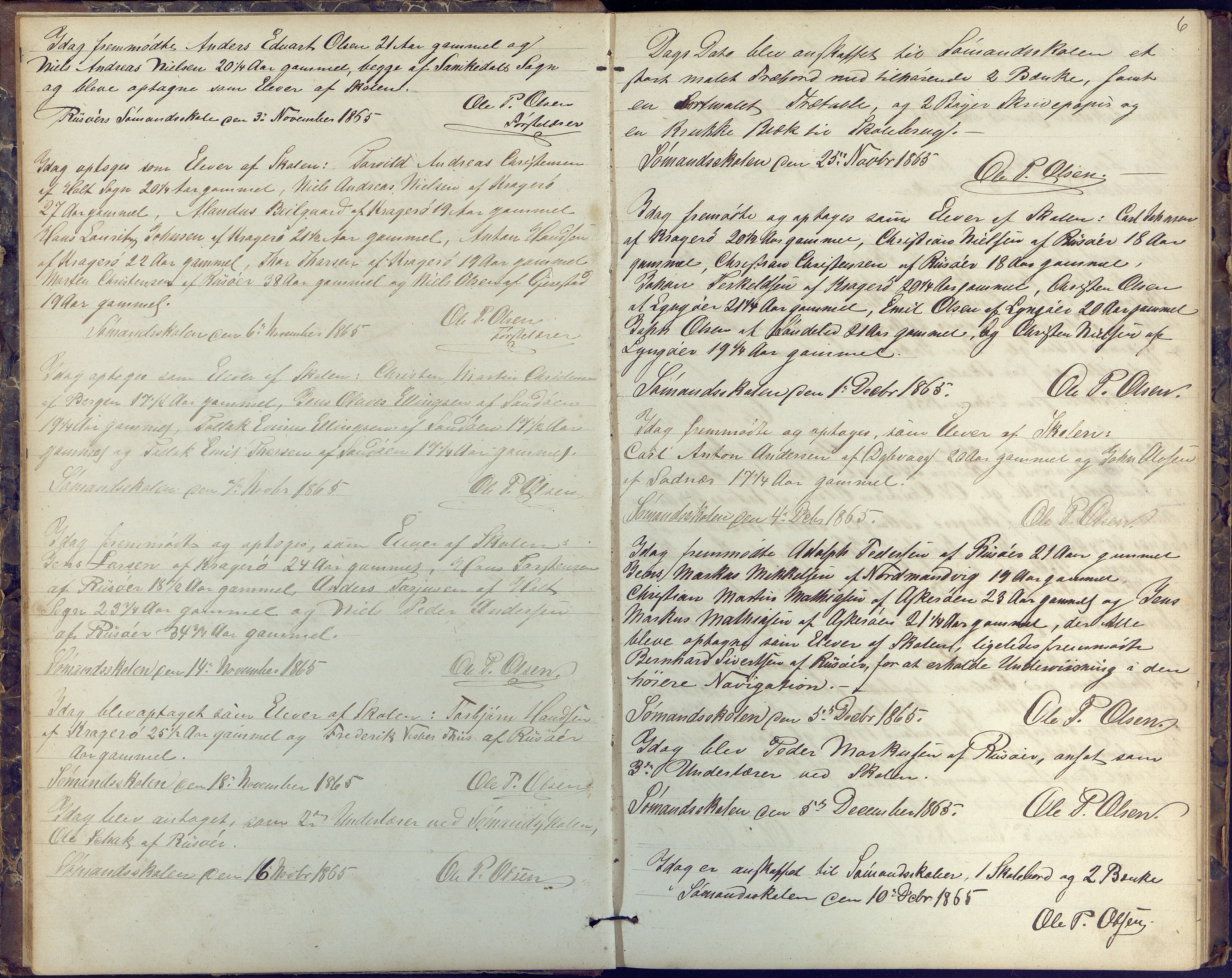 Risør kommune, AAKS/KA0901-PK/1/05/05k/L0001: Journal, 1864-1881, s. 6