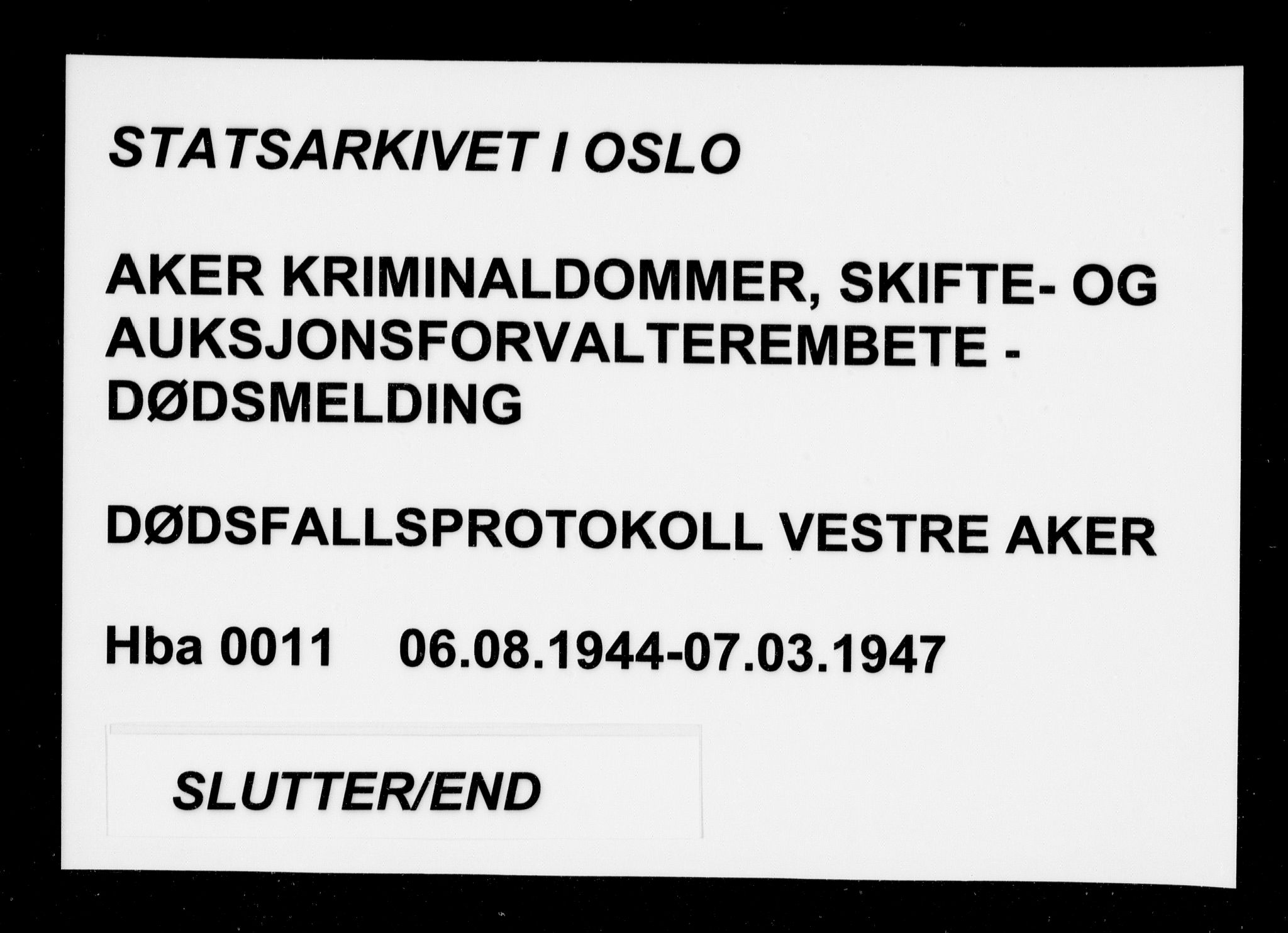 Aker kriminaldommer, skifte- og auksjonsforvalterembete, AV/SAO-A-10452/H/Hb/Hba/Hbab/L0011: Dødsfallsprotokoll for Vestre Aker, 1944-1947