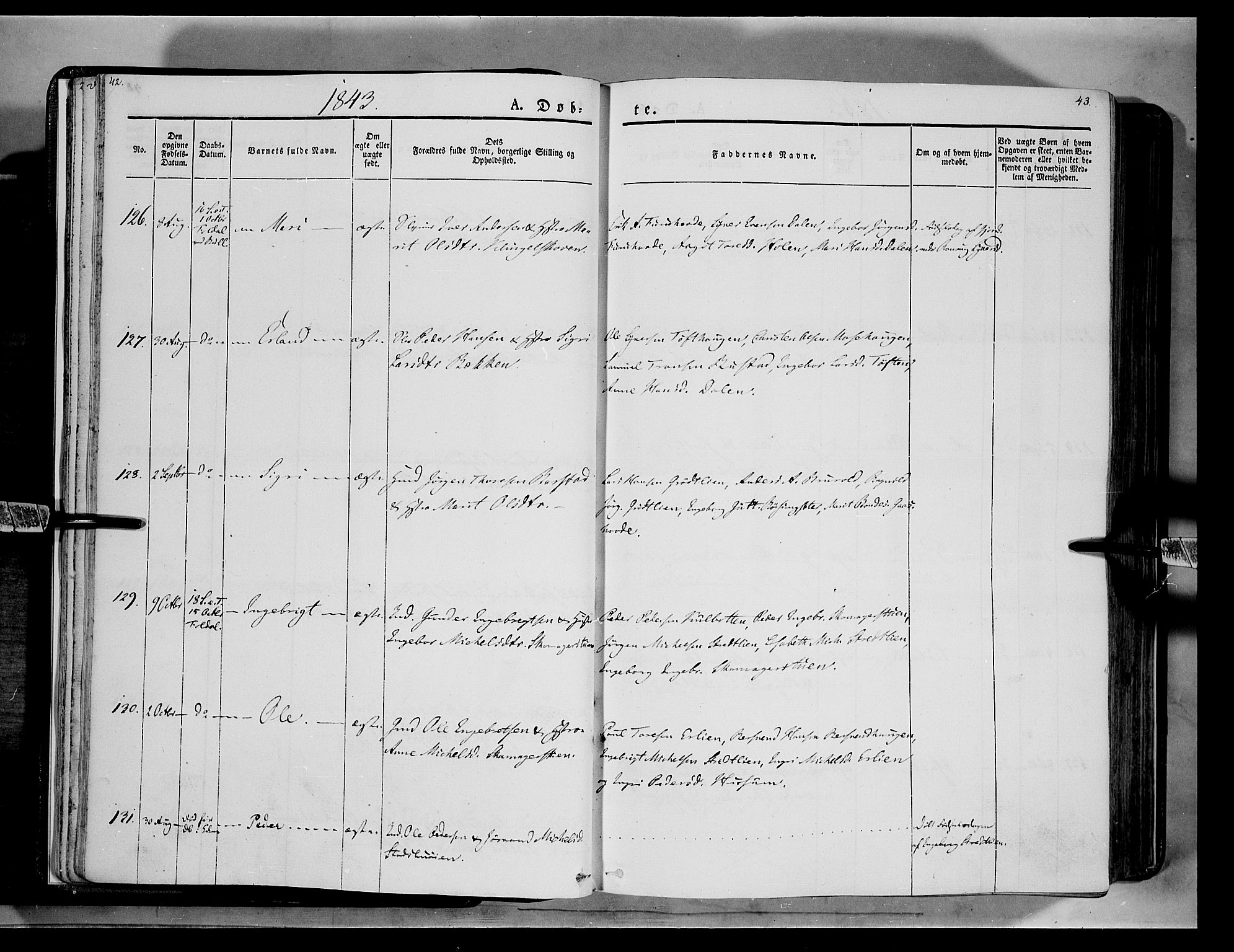 Lesja prestekontor, AV/SAH-PREST-068/H/Ha/Haa/L0006: Ministerialbok nr. 6A, 1843-1854, s. 42-43