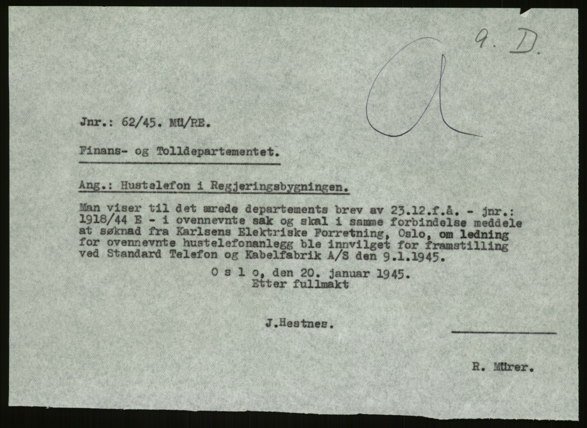 Direktoratet for industriforsyning, Sekretariatet, AV/RA-S-4153/D/Df/L0054: 9. Metallkontoret, 1940-1945, s. 359