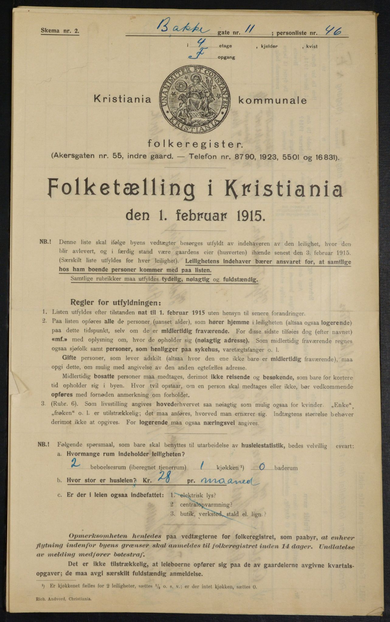 OBA, Kommunal folketelling 1.2.1915 for Kristiania, 1915, s. 2715