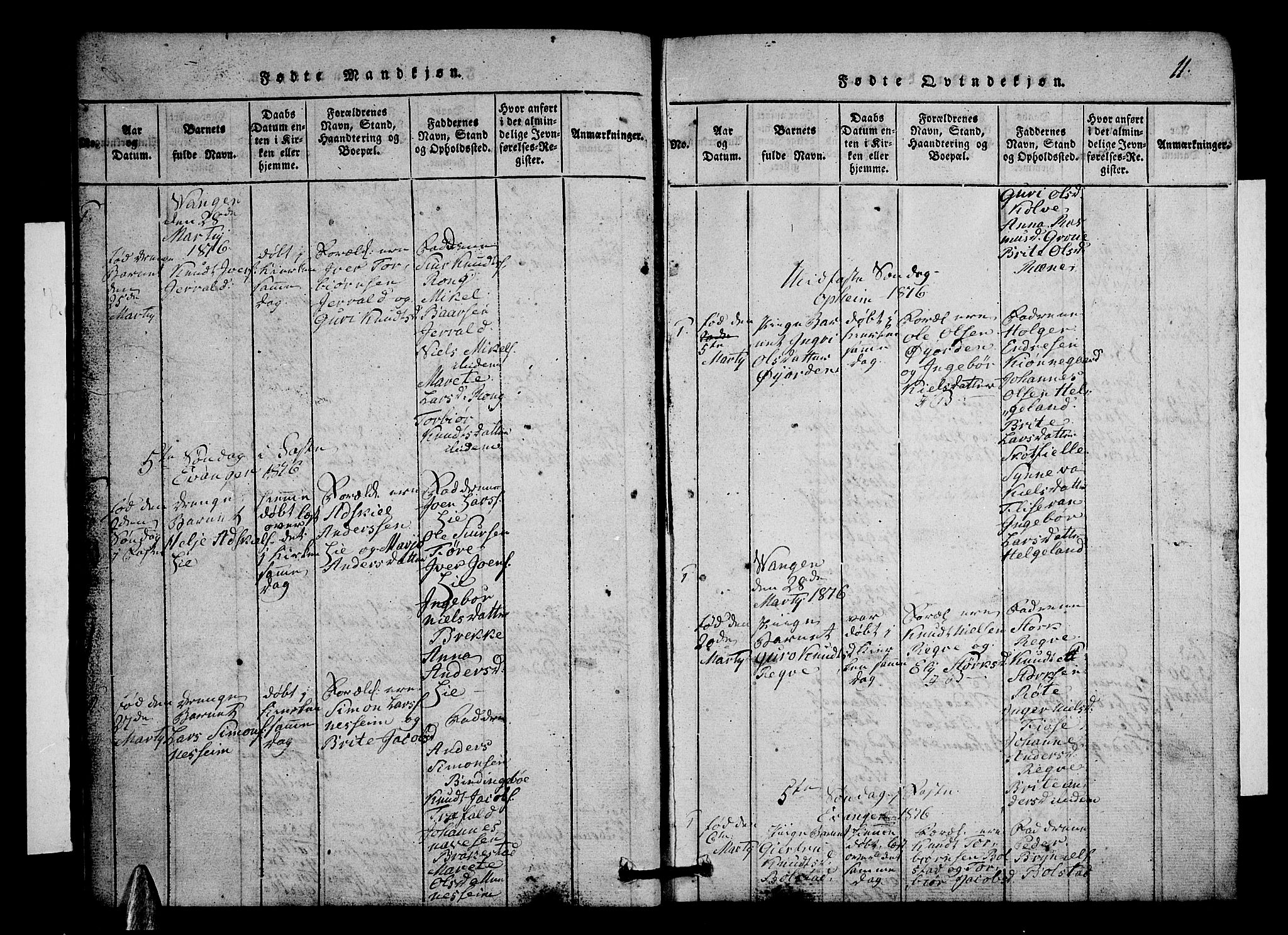 Voss sokneprestembete, AV/SAB-A-79001/H/Hab: Klokkerbok nr. A 1, 1816-1818, s. 11