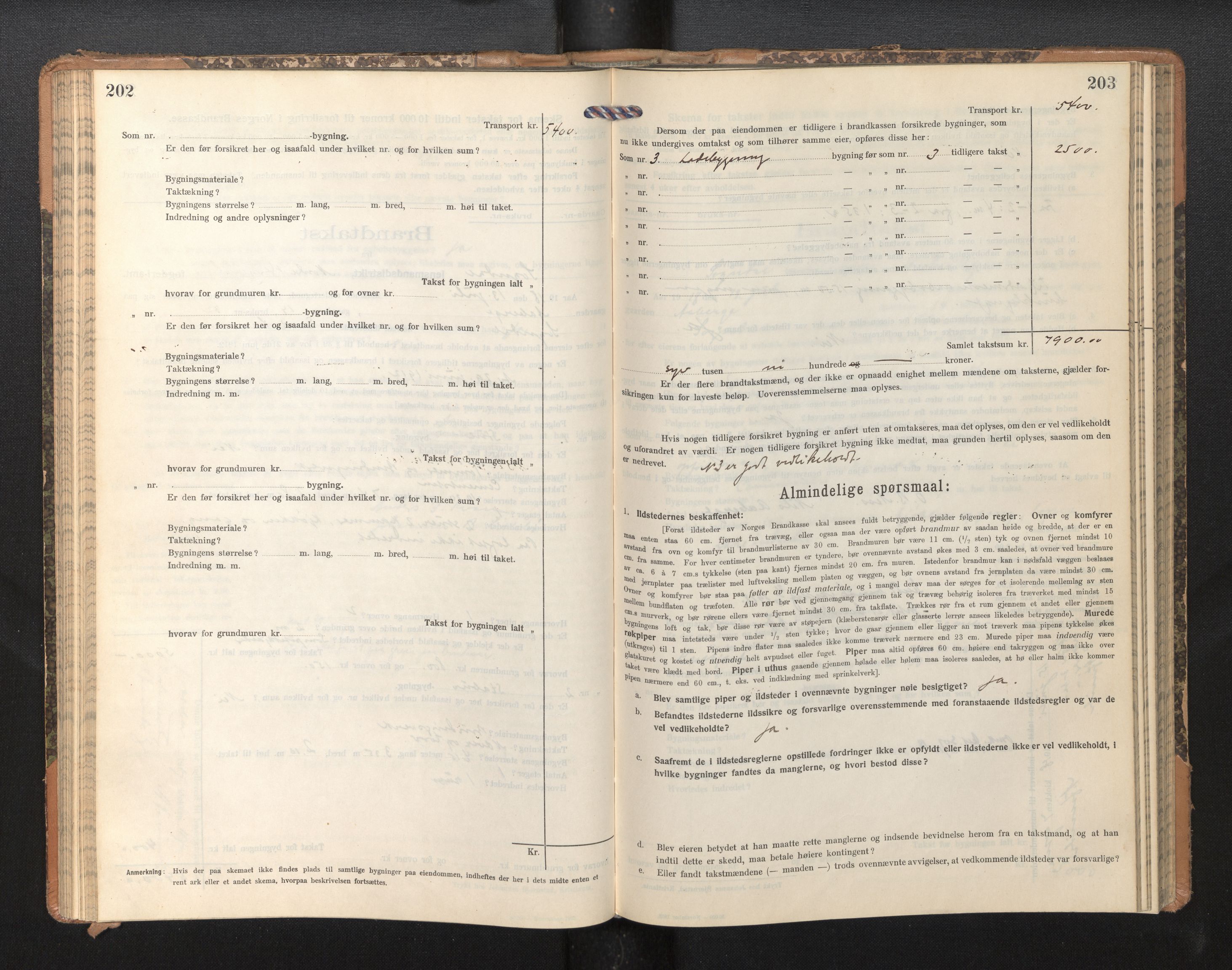Lensmannen i Sogndal, SAB/A-29901/0012/L0011: Branntakstprotokoll, skjematakst, 1914-1922, s. 202-203