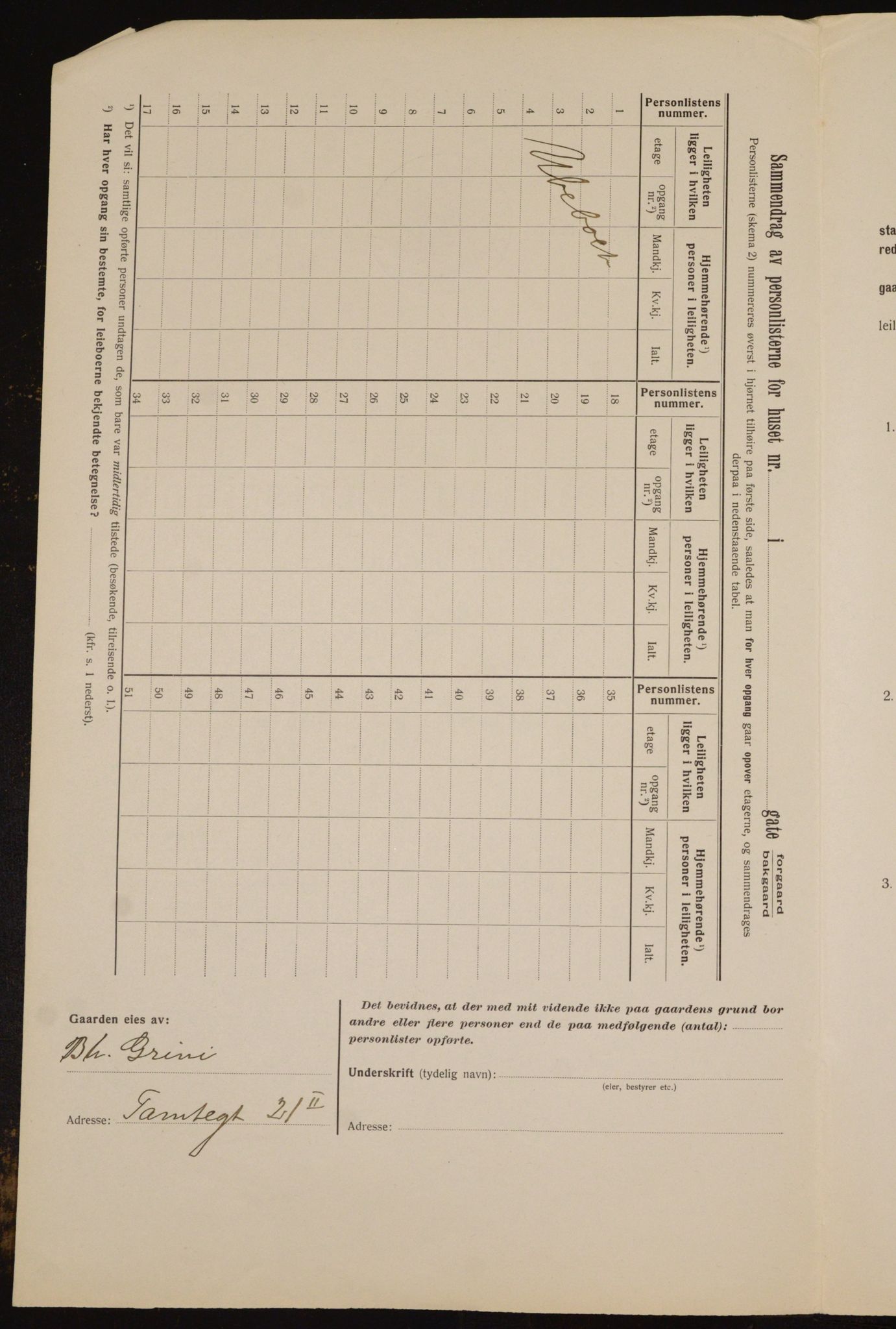 OBA, Kommunal folketelling 1.2.1912 for Kristiania, 1912, s. 83042